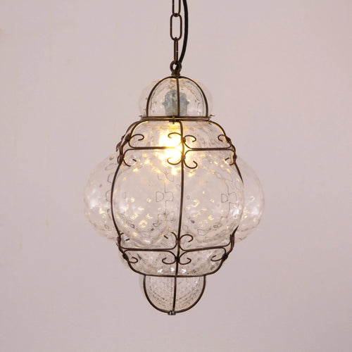 Lantern lamp in Murano blown glass Clear color, Made in Italy - SoloCoseBelle