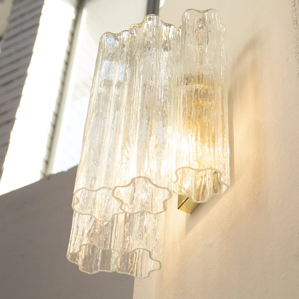 Murano Glass Wall Sconce, Vintage Italian Style, Crystal Trunk - SoloCoseBelle
