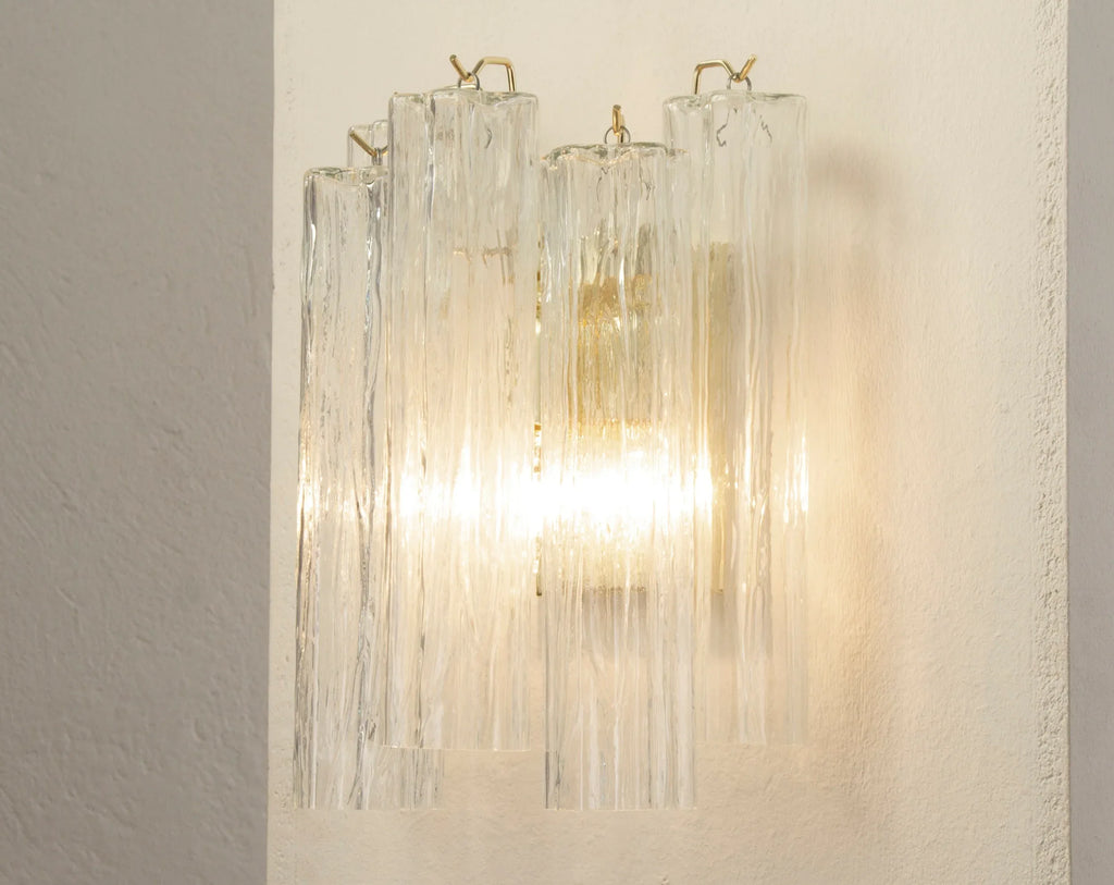 Murano Glass Wall Sconce, Vintage Italian Style, Crystal Trunk - SoloCoseBelle