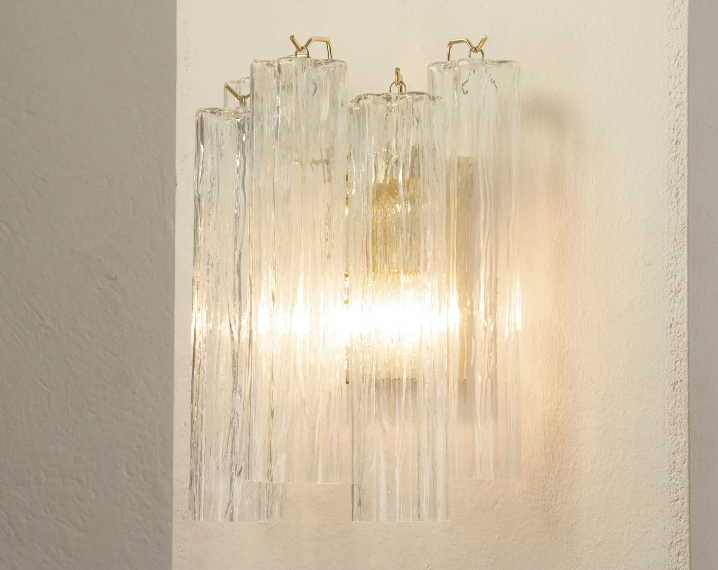 Murano Glass Wall Sconce, Vintage Italian Style, Crystal Trunk - SoloCoseBelle