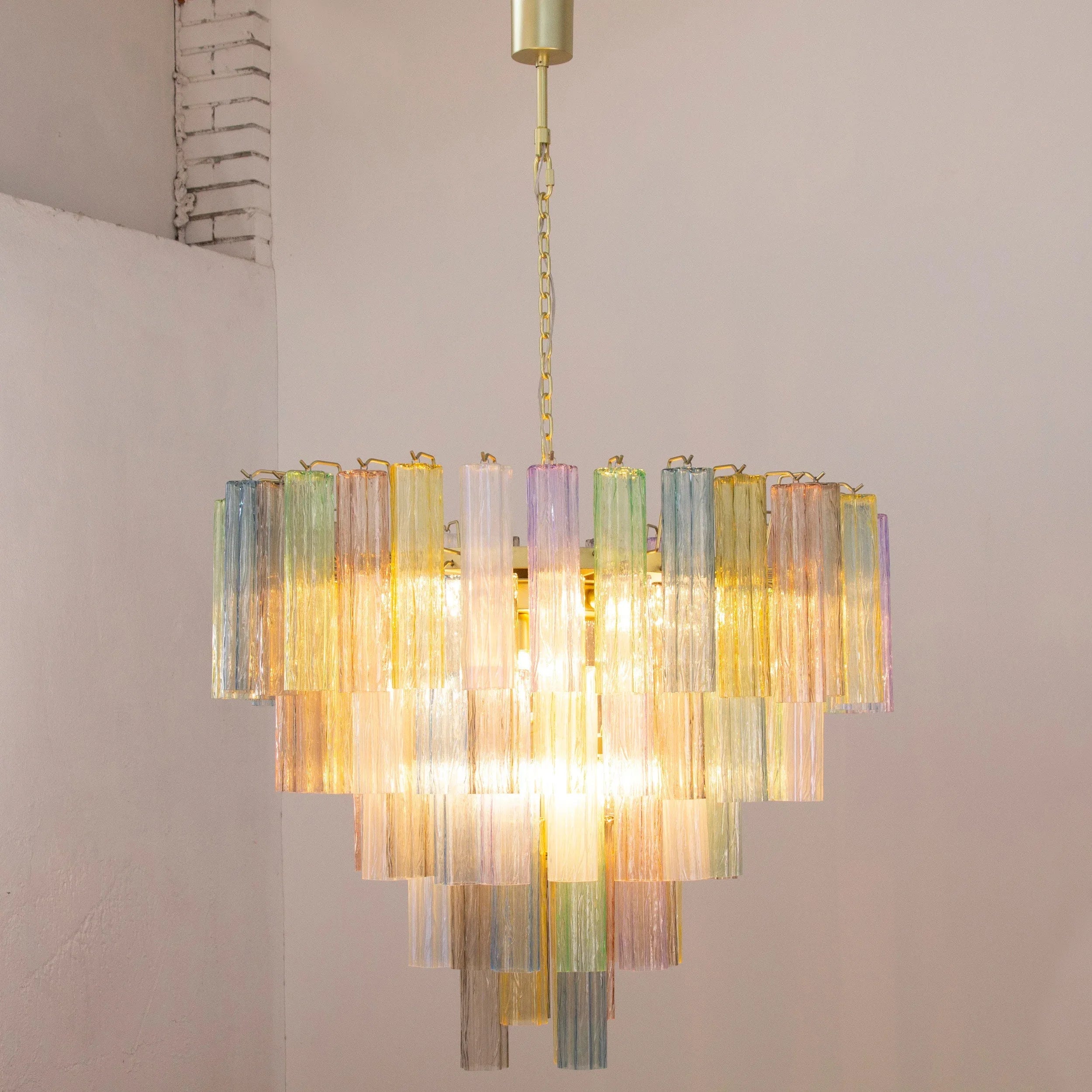 Large Tronchi suspension chandelier Ø105 cm multicolor Murano glass - SoloCoseBelle