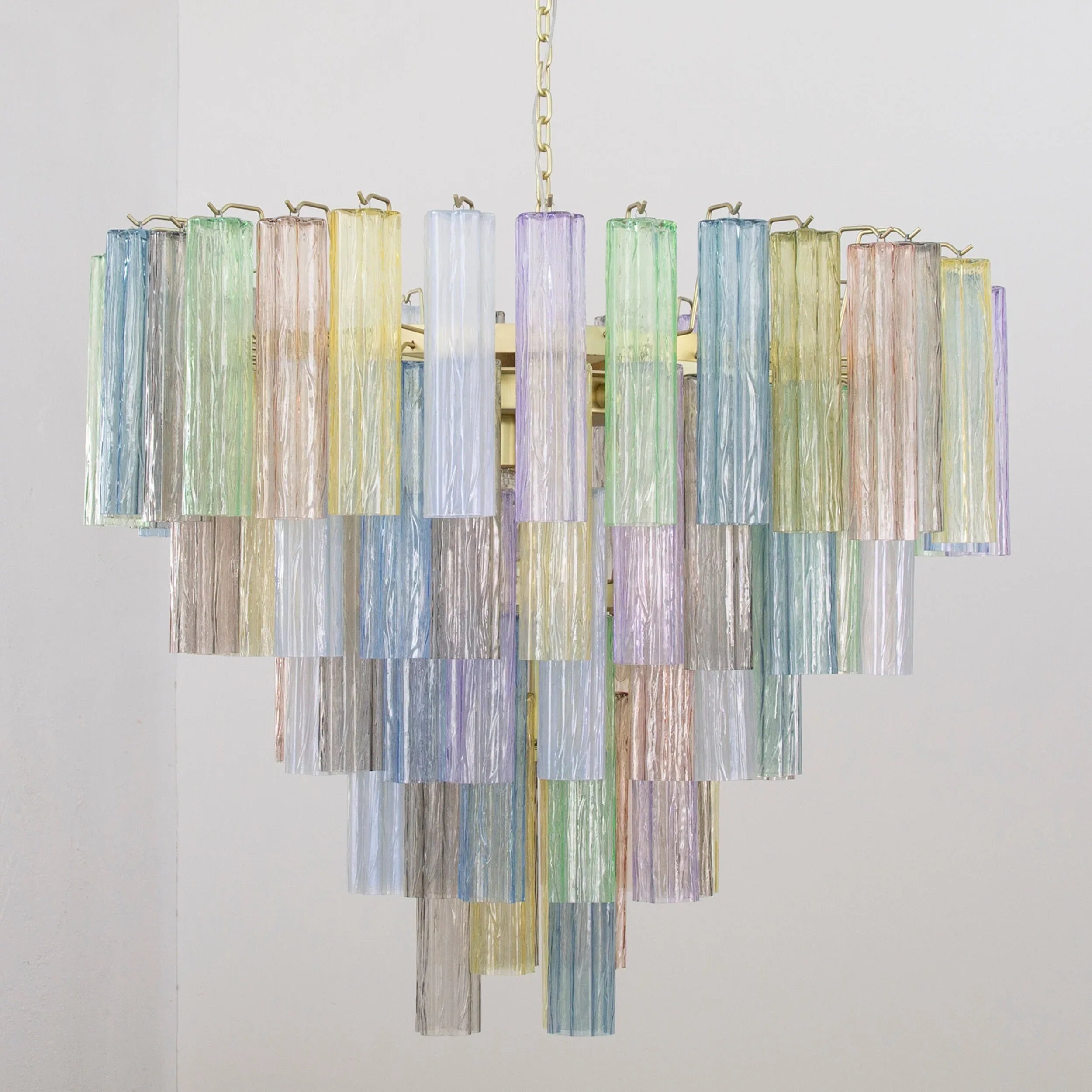 Large Tronchi suspension chandelier Ø105 cm multicolor Murano glass - SoloCoseBelle