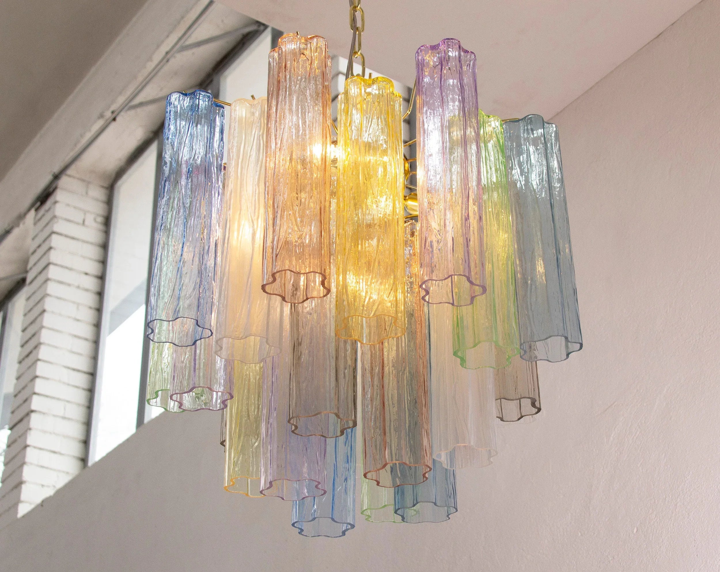 Suspension lamp Made in Italy Tronchi in multicolor Murano glass - SoloCoseBelle