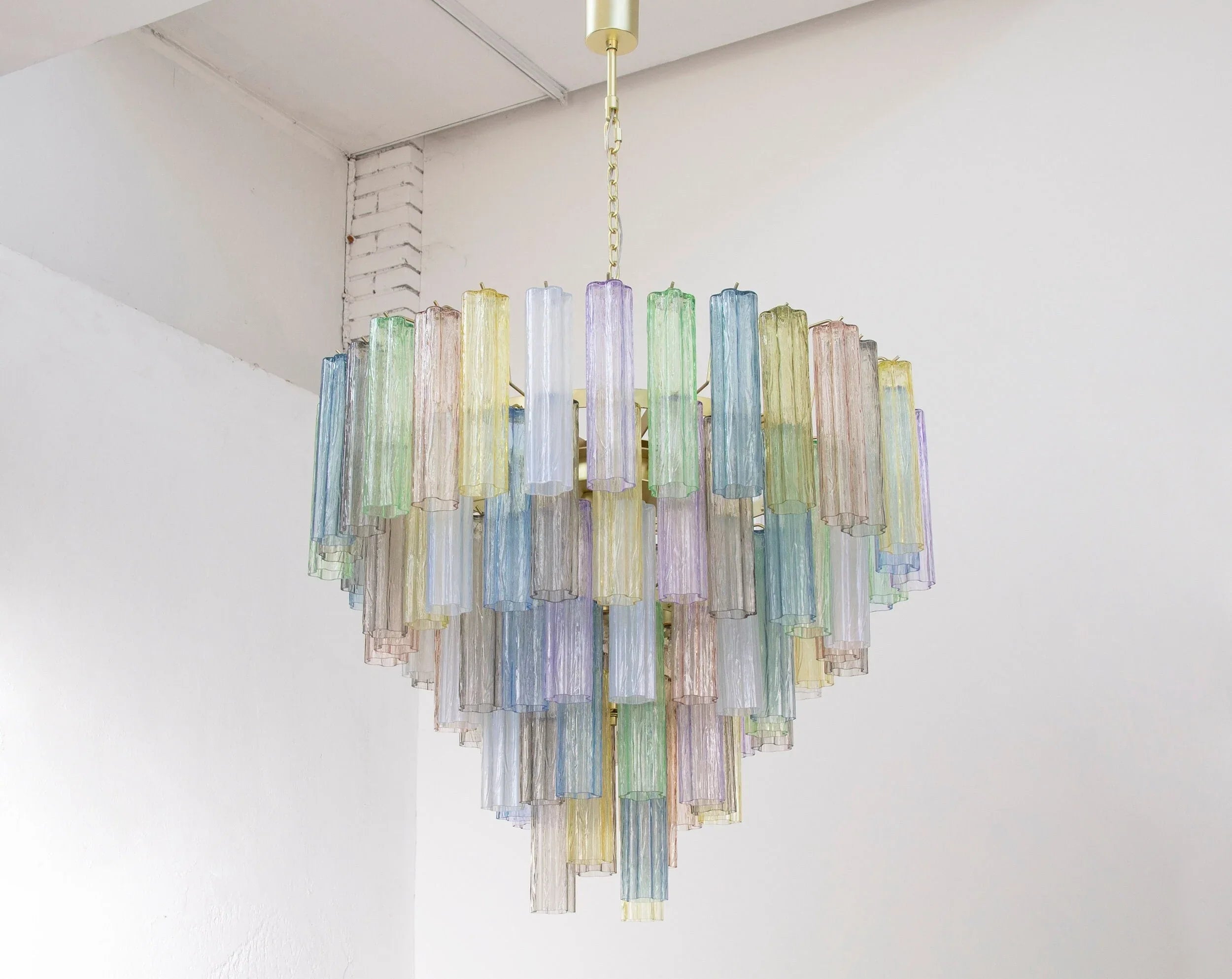 Large Tronchi suspension chandelier Ø105 cm multicolor Murano glass - SoloCoseBelle