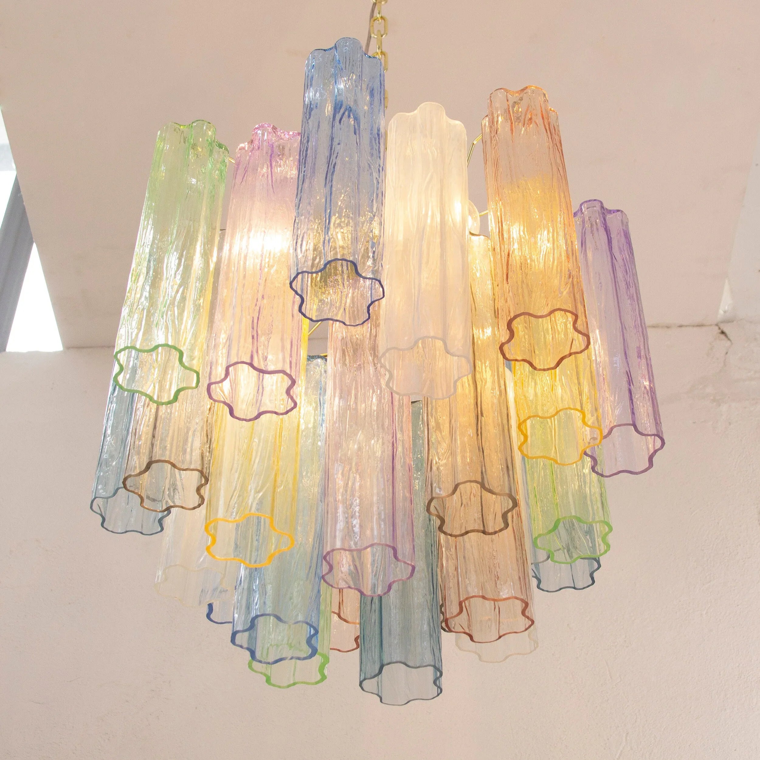 Suspension lamp Made in Italy Tronchi in multicolor Murano glass - SoloCoseBelle