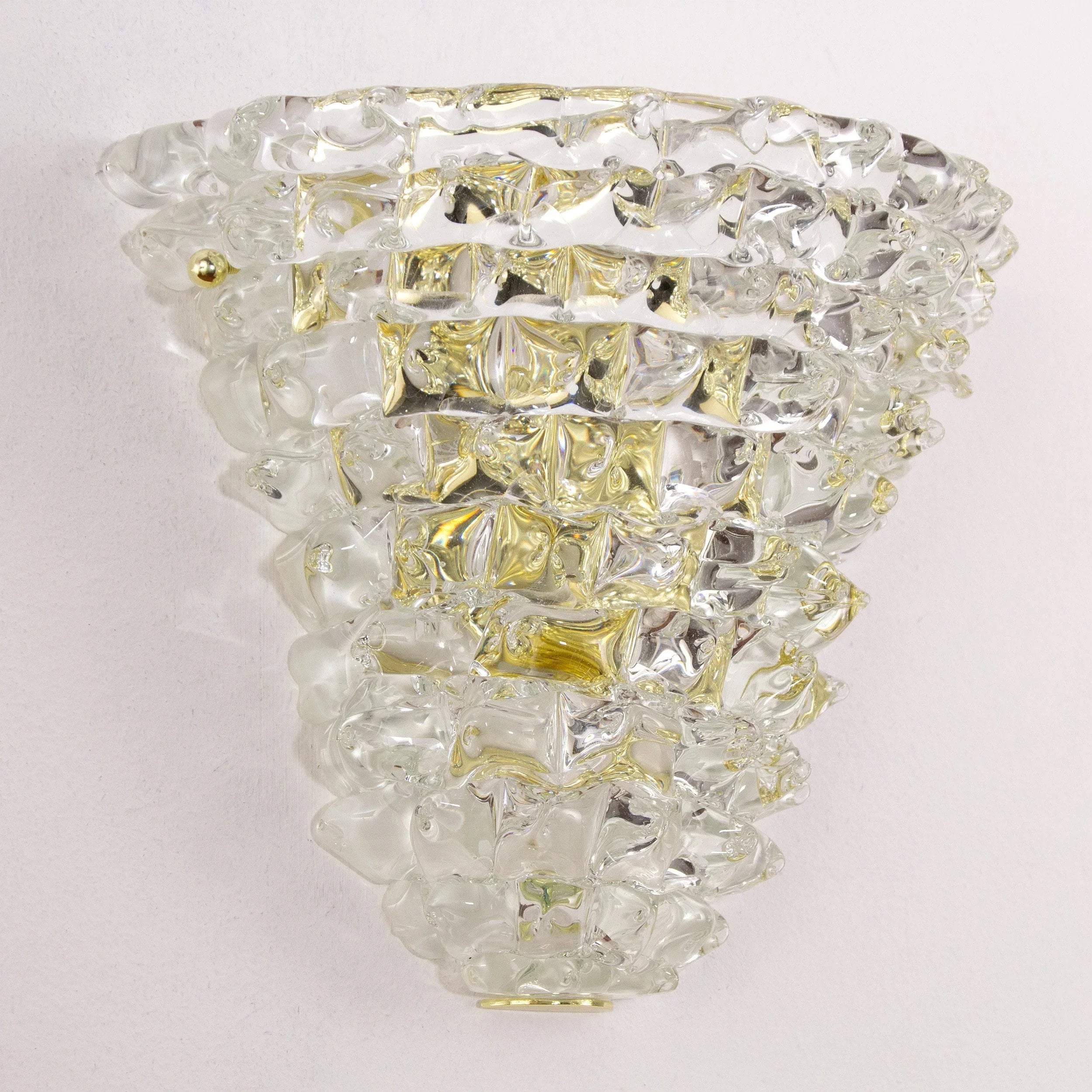 Set of 2 Murano rostrato glass wall sconces pure crystal color - SoloCoseBelle