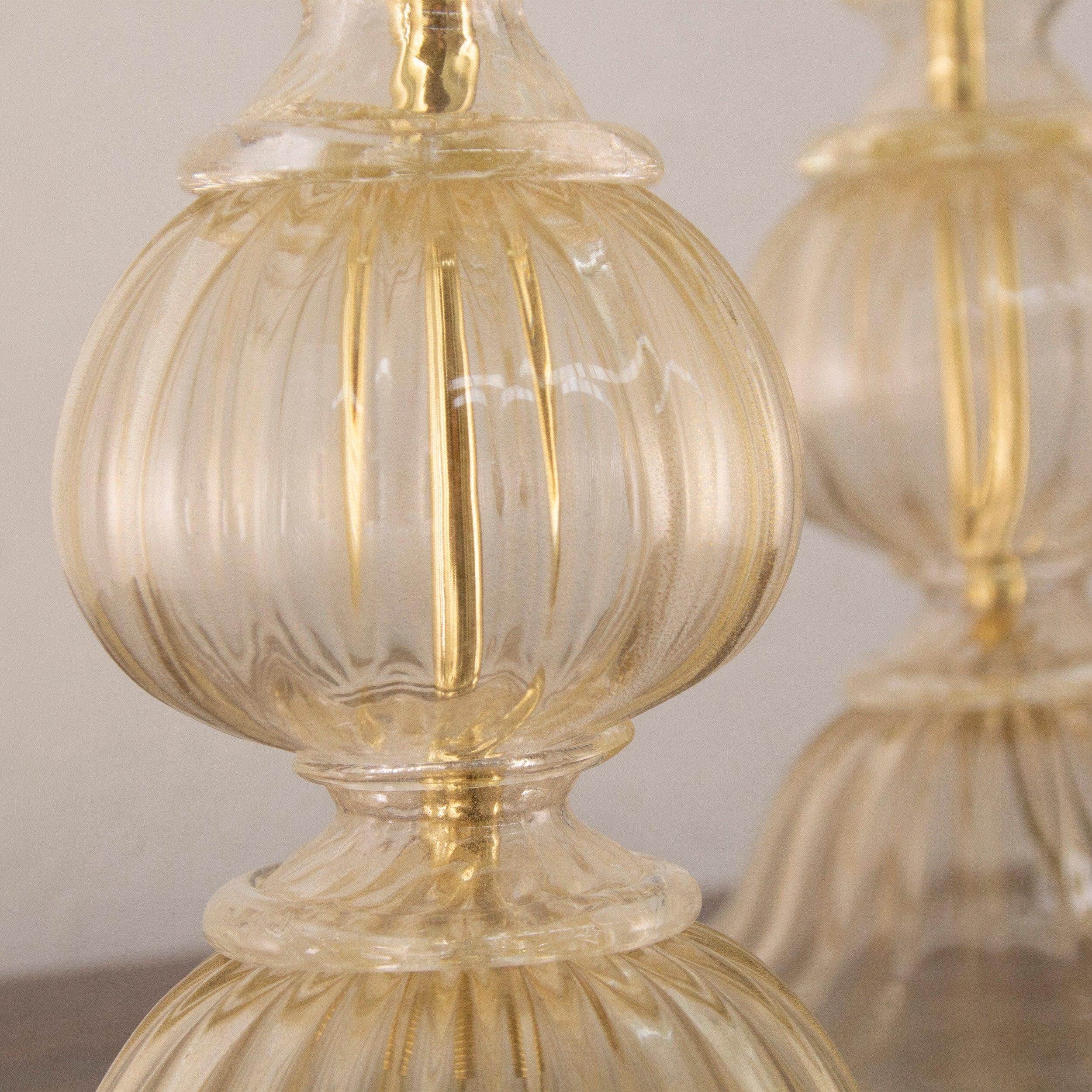 Set of Murano glass table lamp with gold leaf, Made in Italy - SoloCoseBelle