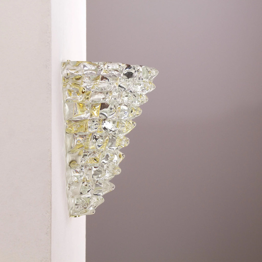 Set of 2 Murano rostrato glass wall sconces pure crystal color - SoloCoseBelle