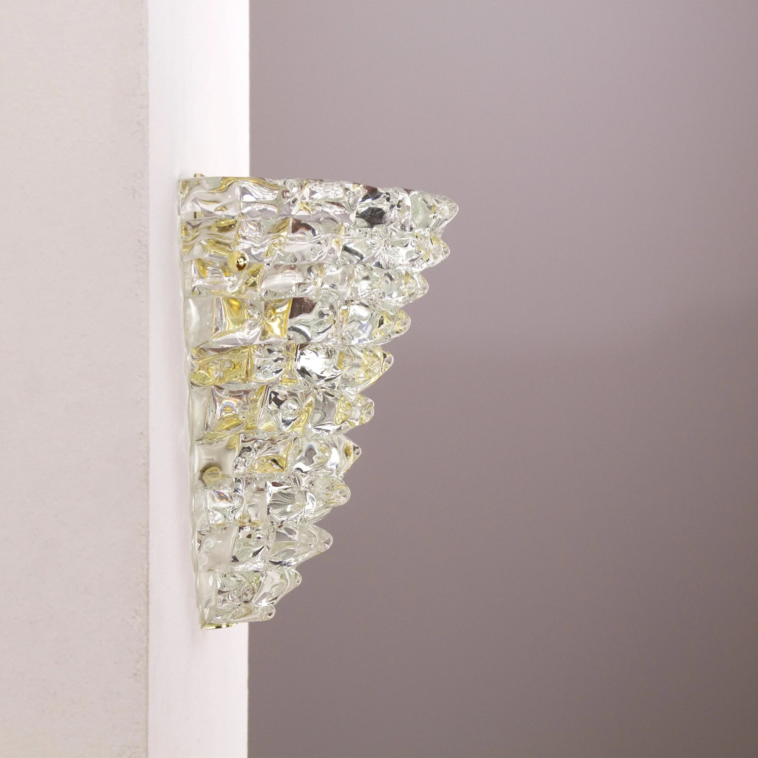 Set of 2 Murano rostrato glass wall sconces pure crystal color - SoloCoseBelle