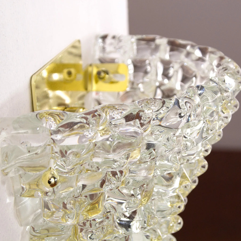 Set of 2 Murano rostrato glass wall sconces pure crystal color - SoloCoseBelle