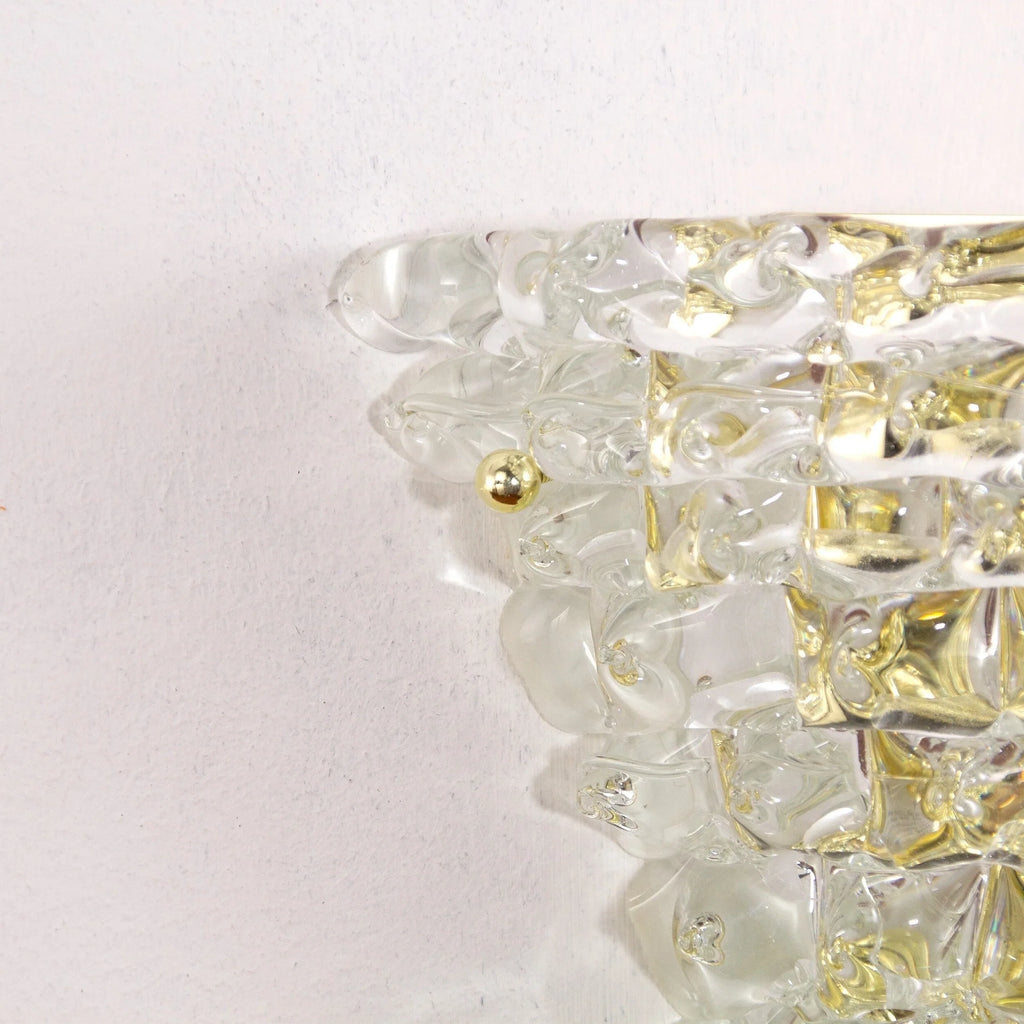 Set of 2 Murano rostrato glass wall sconces pure crystal color - SoloCoseBelle