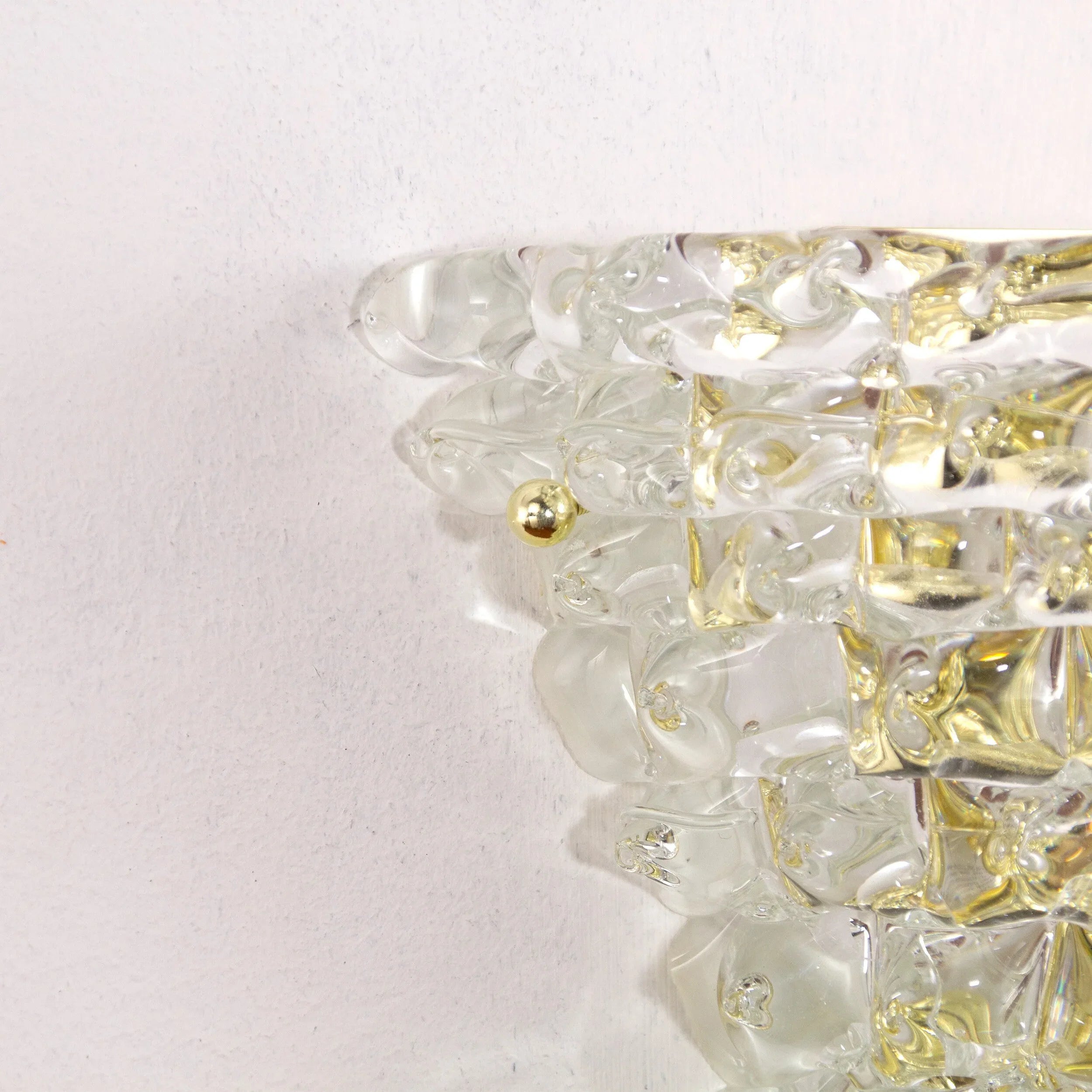 Set of 2 Murano rostrato glass wall sconces pure crystal color - SoloCoseBelle