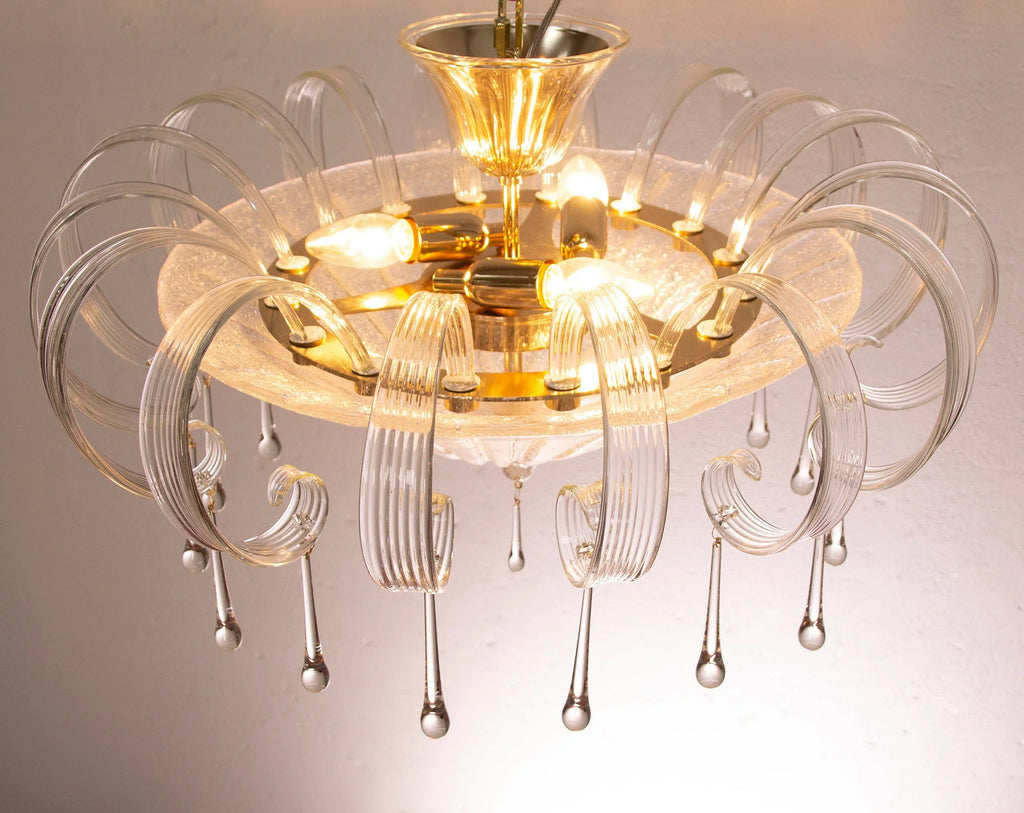 Handmade Murano Glass Chandelier, Crystal Clear, Italian Design - SoloCoseBelle