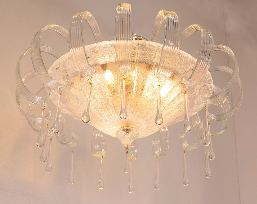 Handmade Murano Glass Chandelier, Crystal Clear, Italian Design - SoloCoseBelle