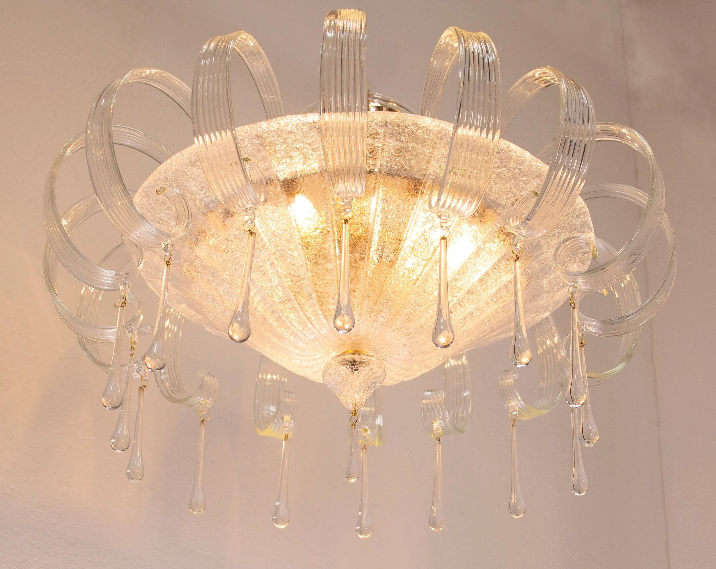 Handmade Murano Glass Chandelier, Crystal Clear, Italian Design - SoloCoseBelle