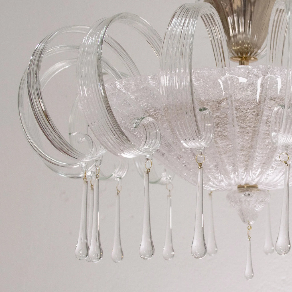 Handmade Murano Glass Chandelier, Crystal Clear, Italian Design - SoloCoseBelle