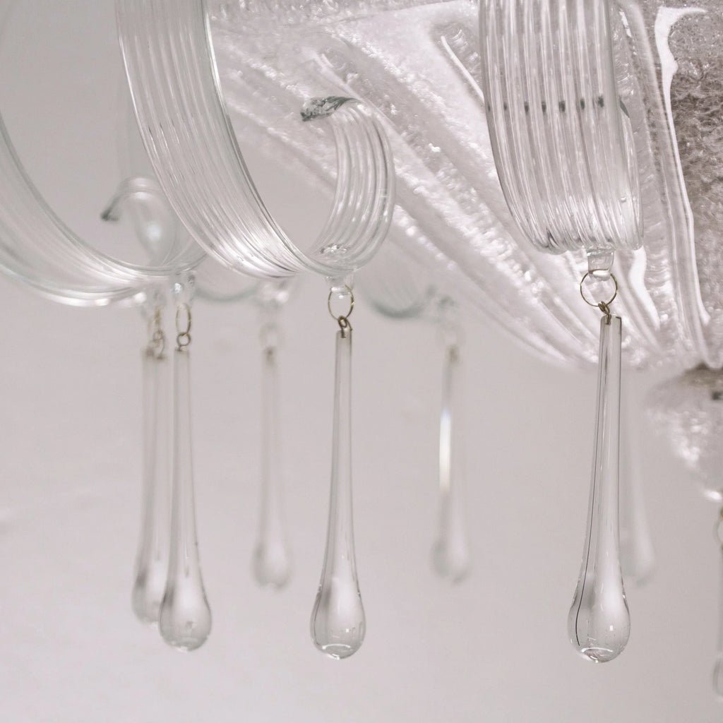 Handmade Murano Glass Chandelier, Crystal Clear, Italian Design - SoloCoseBelle