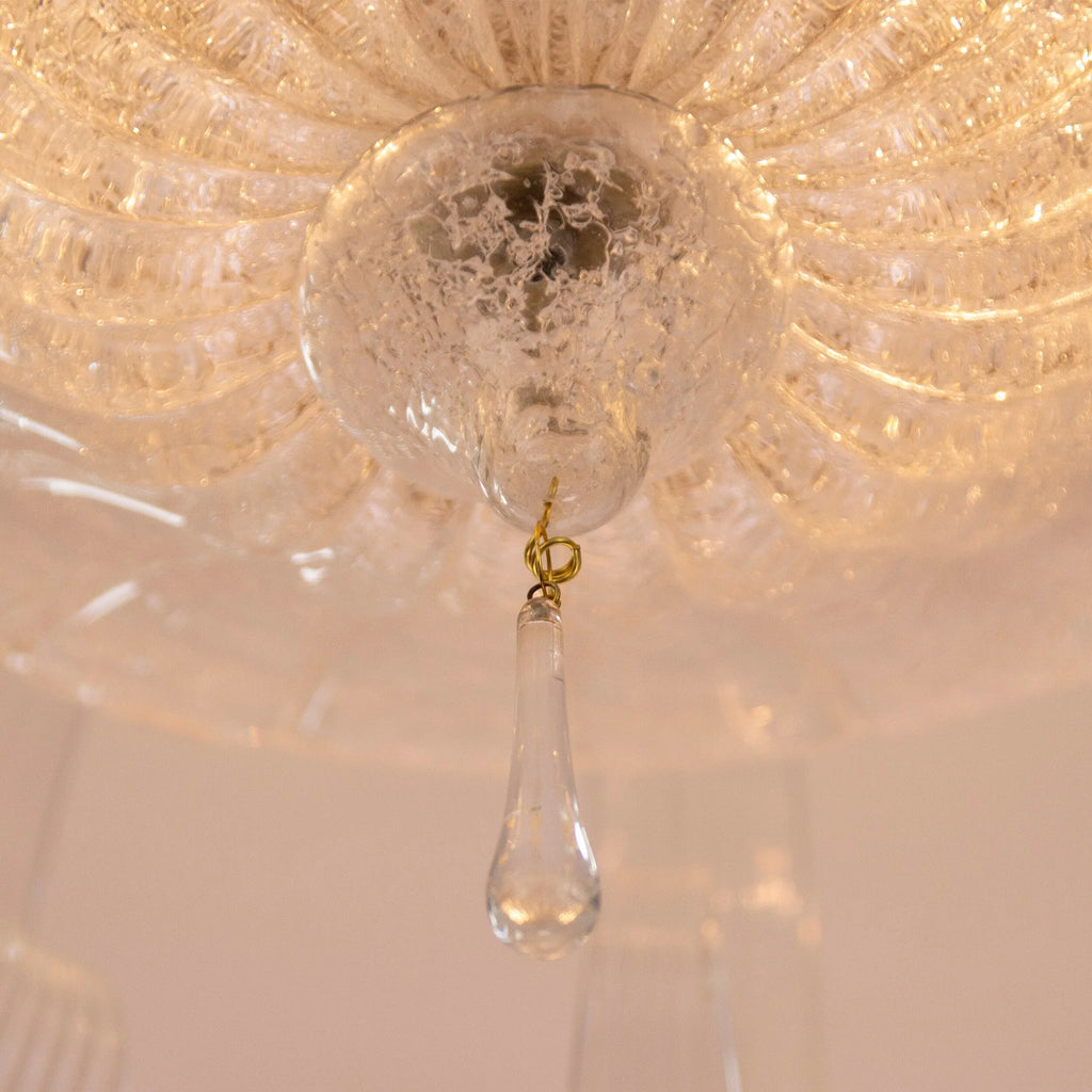 Murano glass ceiling lamp clear color with handmade leaves and drops - SoloCoseBelle
