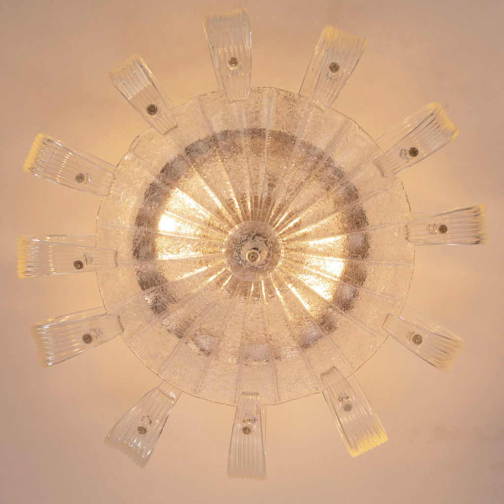 Murano glass ceiling lamp clear color with handmade leaves and drops - SoloCoseBelle