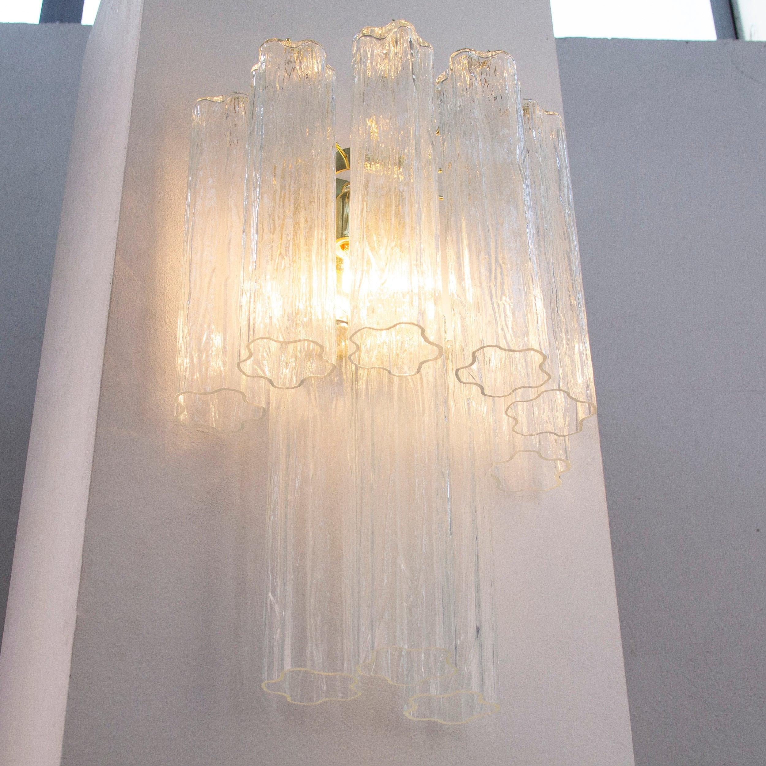Large wall sconce with Murano glass Clear color Made in Italy - SoloCoseBelle