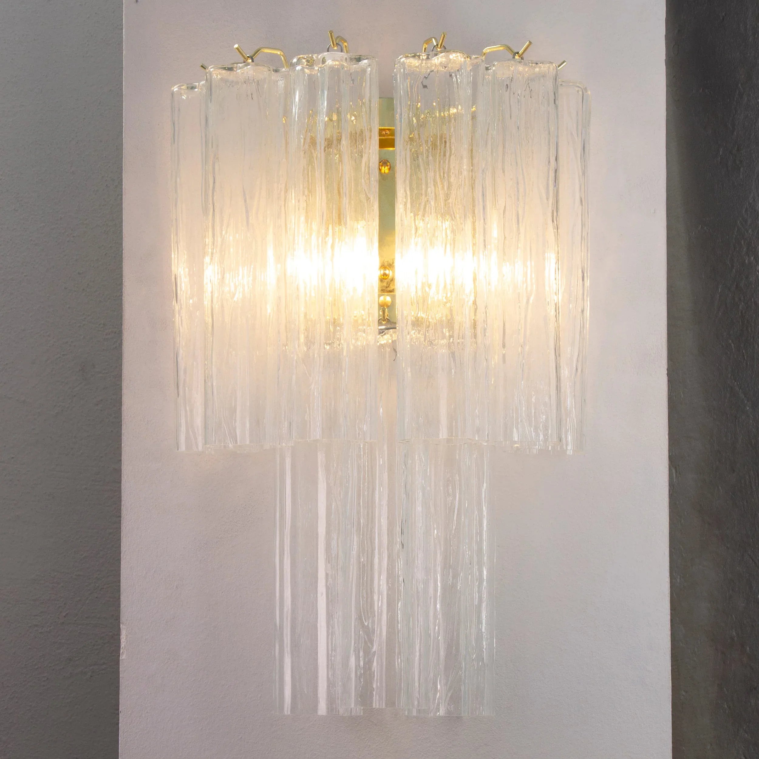 Large wall sconce with Murano glass Clear color Made in Italy - SoloCoseBelle