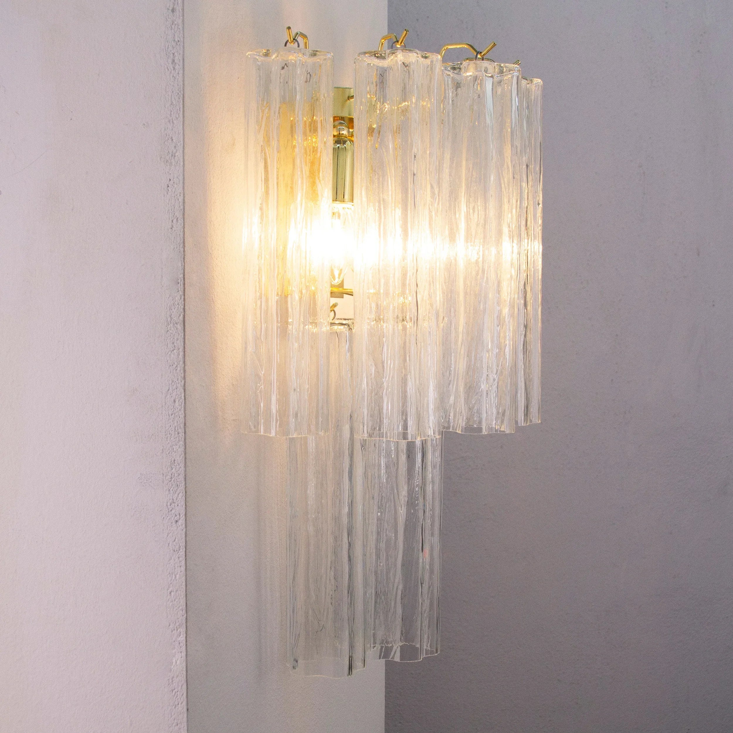 Large wall sconce with Murano glass Clear color Made in Italy - SoloCoseBelle