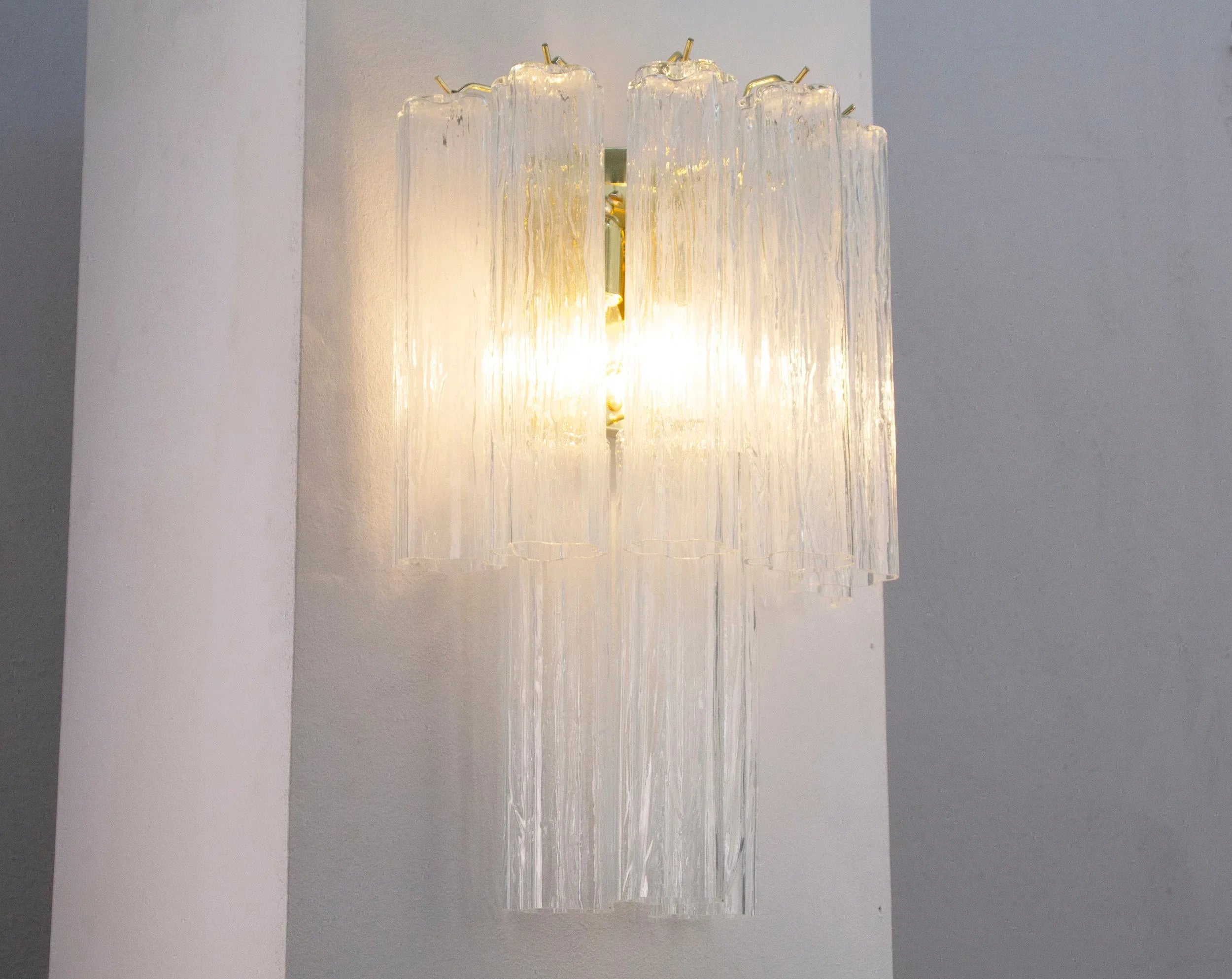 Large wall sconce with Murano glass Clear color Made in Italy - SoloCoseBelle
