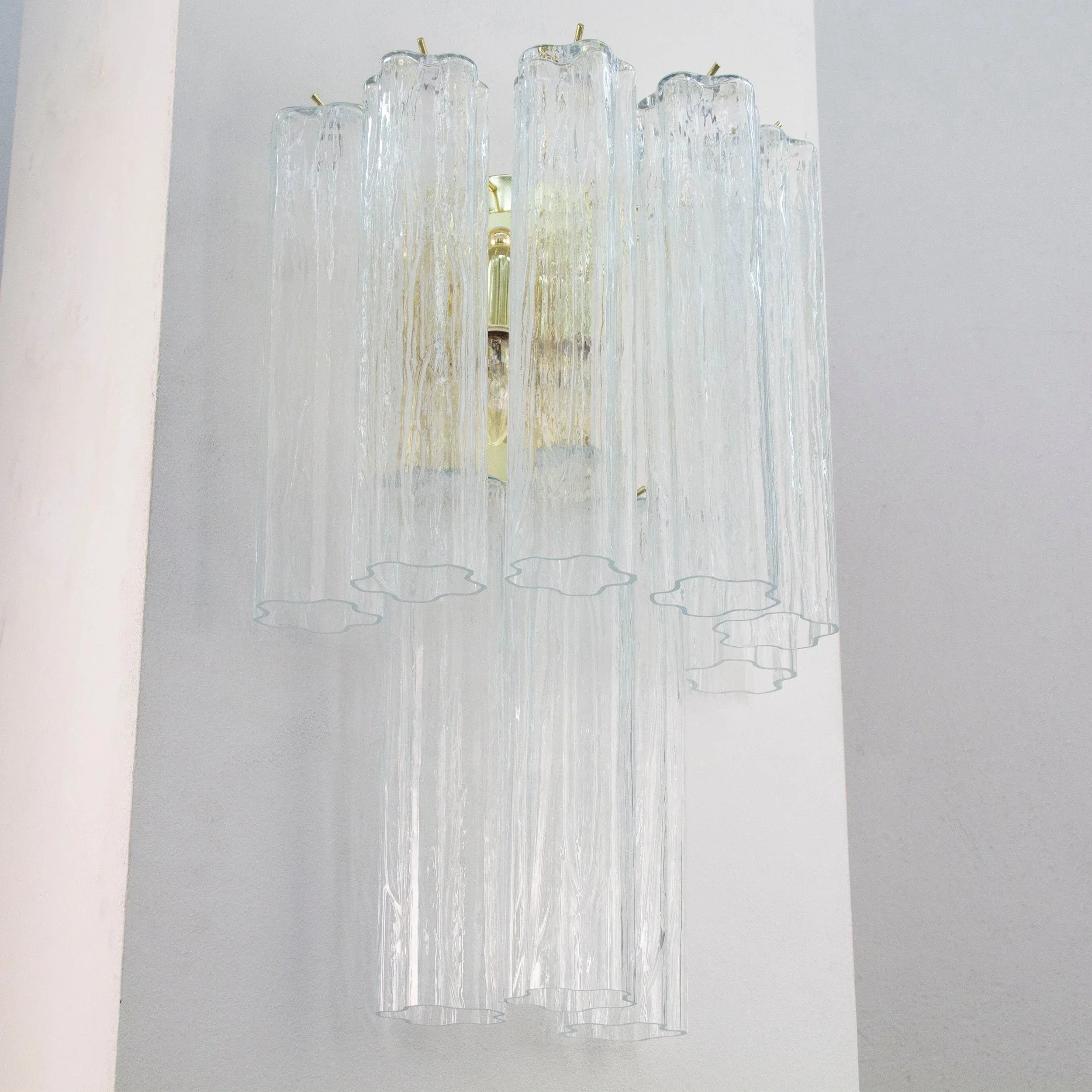 Large wall sconce with Murano glass Clear color Made in Italy - SoloCoseBelle