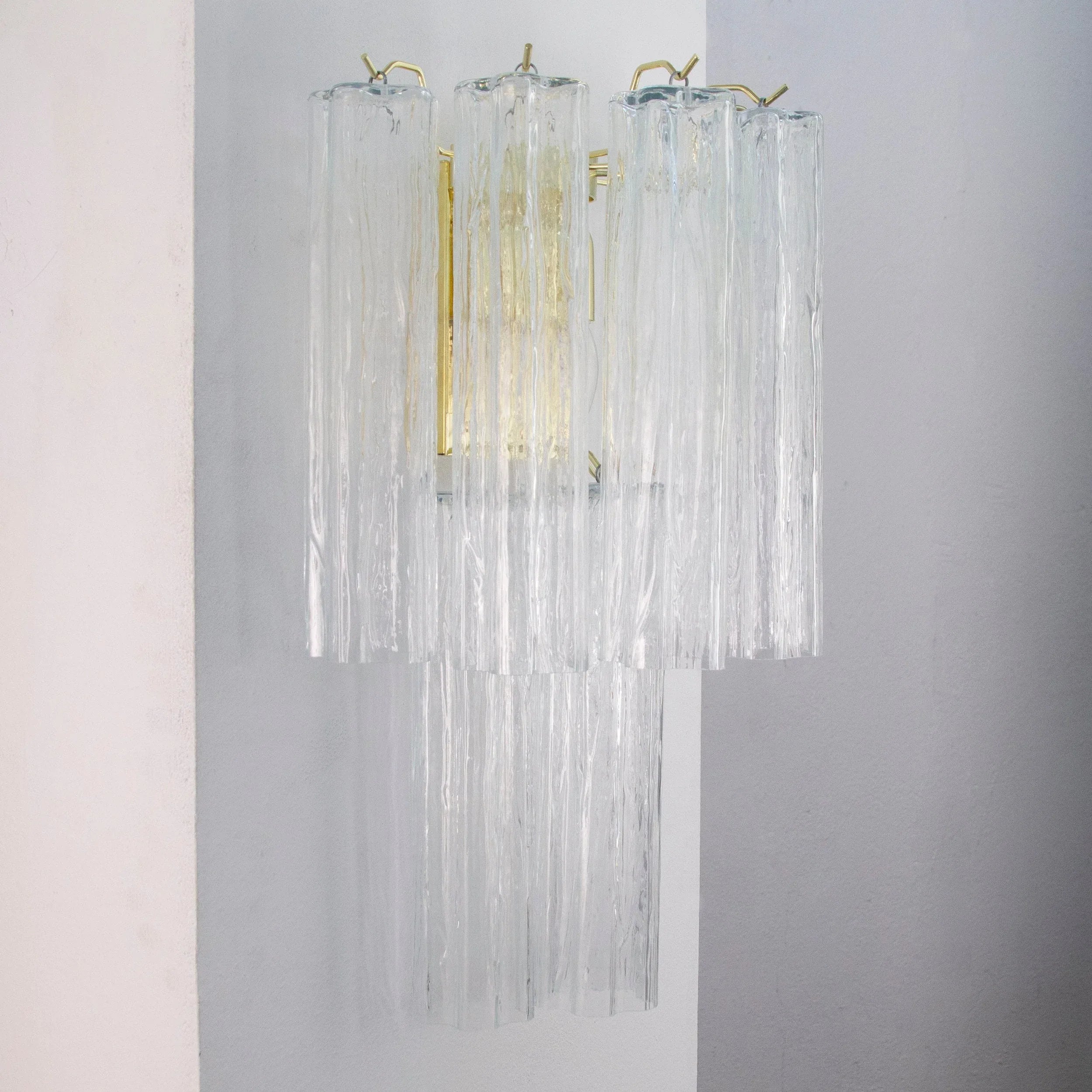 Large wall sconce with Murano glass Clear color Made in Italy - SoloCoseBelle