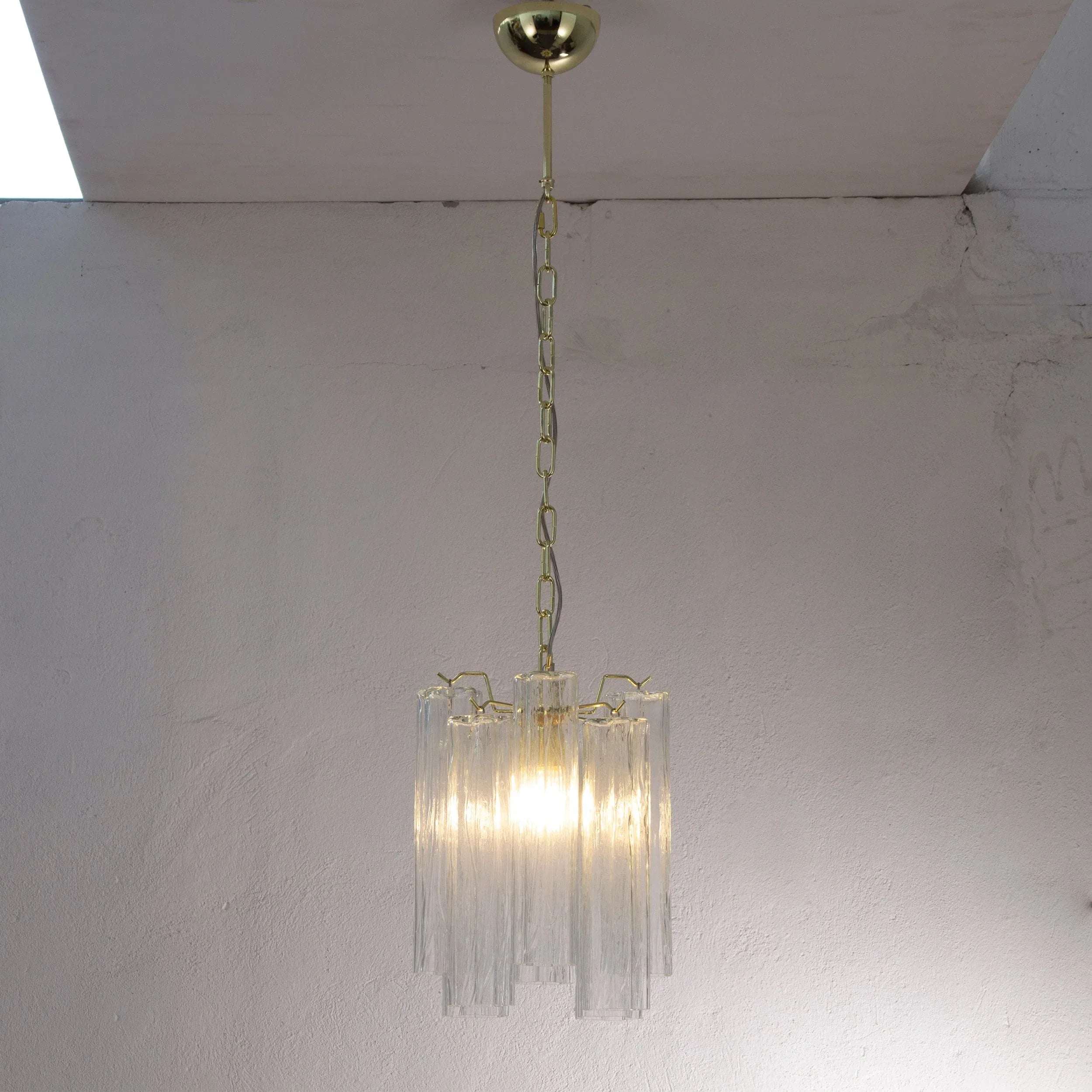 Murano Glass Chandelier, Italian Pendant Lamp, Tronchi Design - SoloCoseBelle