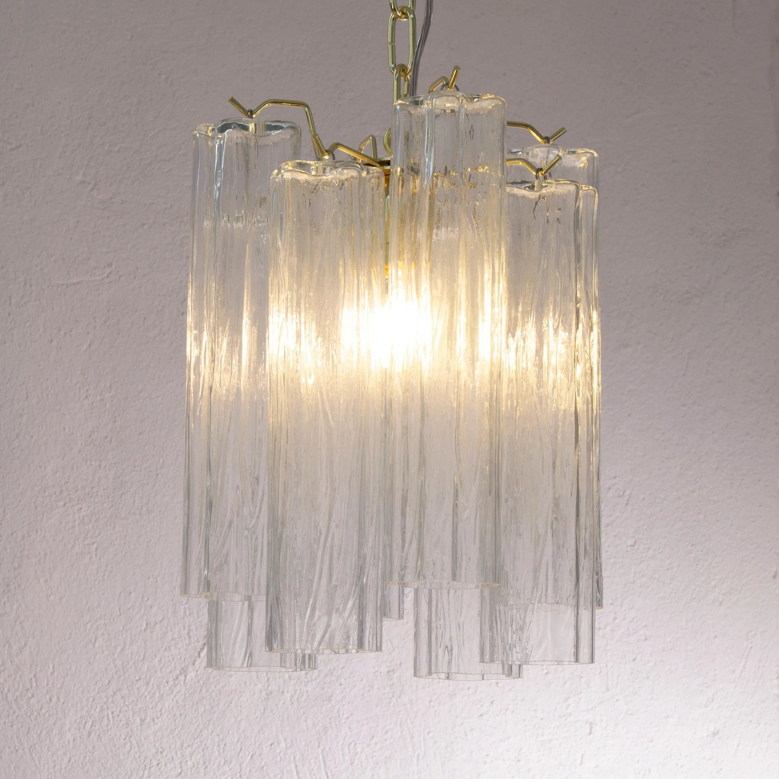Murano Glass Chandelier, Italian Pendant Lamp, Tronchi Design - SoloCoseBelle