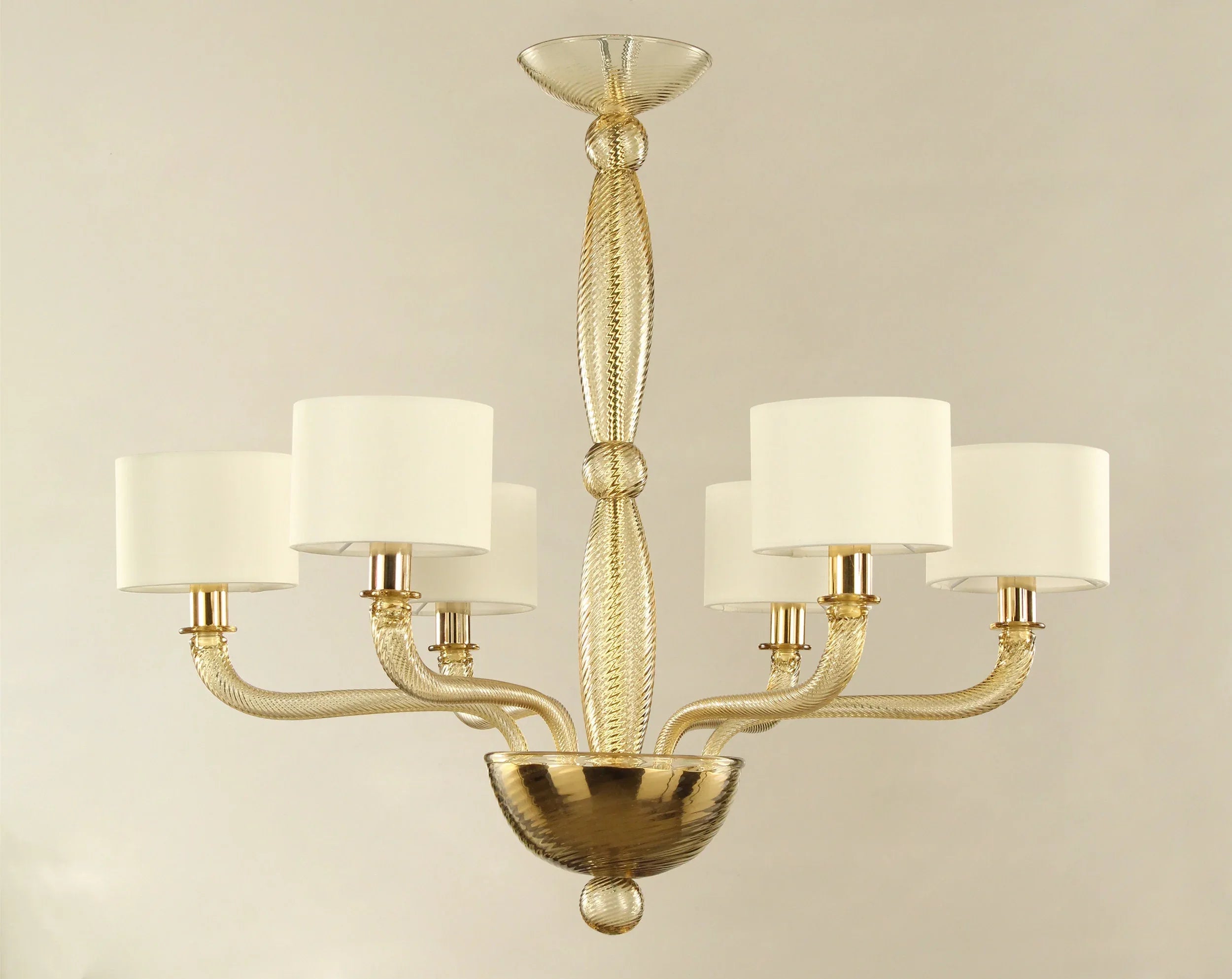 Handcrafted Murano glass chandelier with italian lampshades - SoloCoseBelle