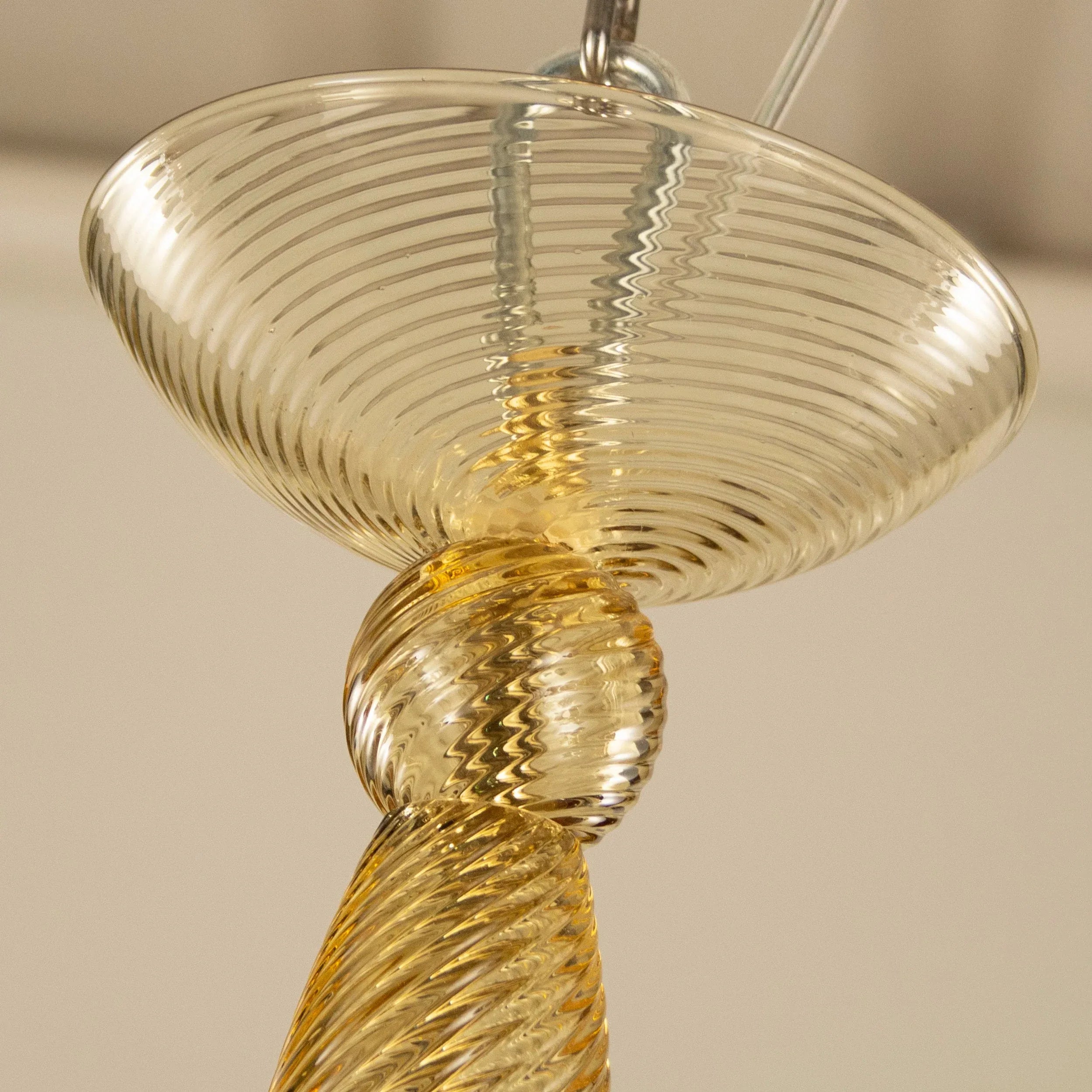 Handcrafted Murano glass chandelier with italian lampshades - SoloCoseBelle