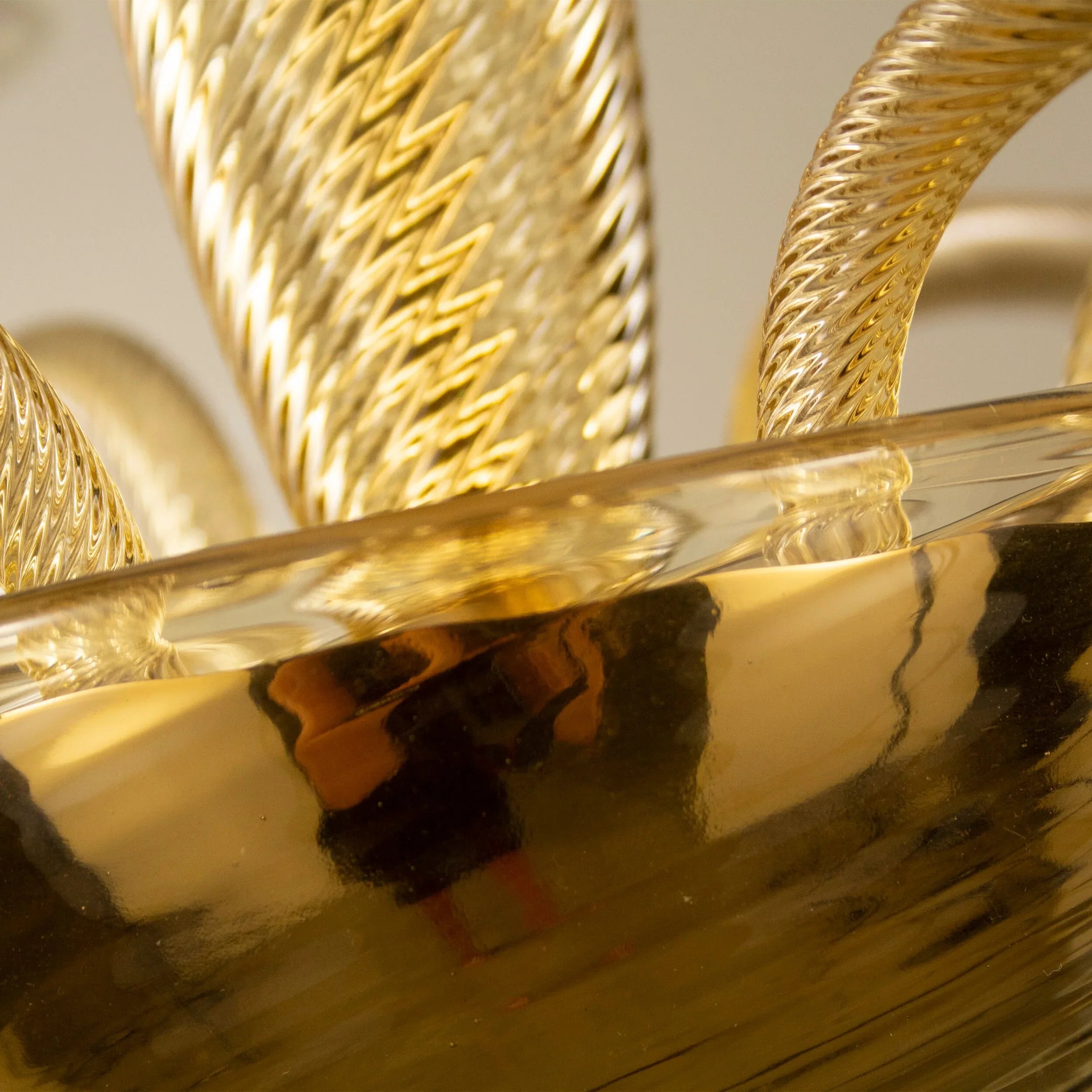 Handcrafted Murano glass chandelier with italian lampshades - SoloCoseBelle