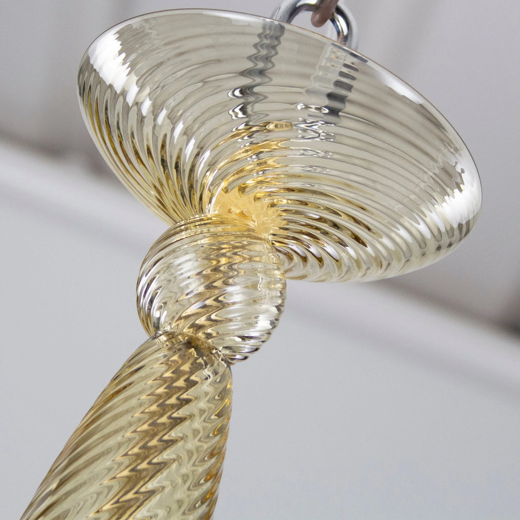 Large handcrafted Murano glass chandelier with italian lampshades - SoloCoseBelle
