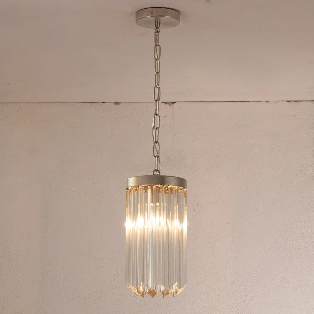 Suspension chandelier with quadriedri Murano glass, Made in Italy - SoloCoseBelle
