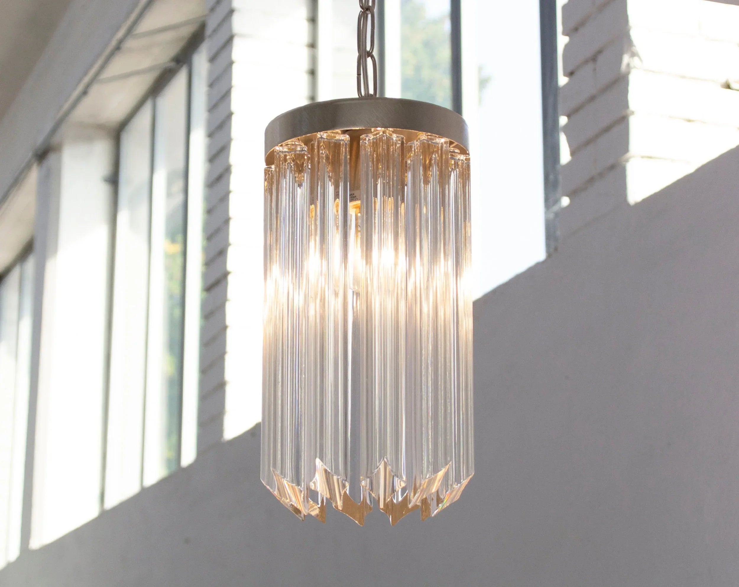 Suspension chandelier with quadriedri Murano glass, Made in Italy - SoloCoseBelle