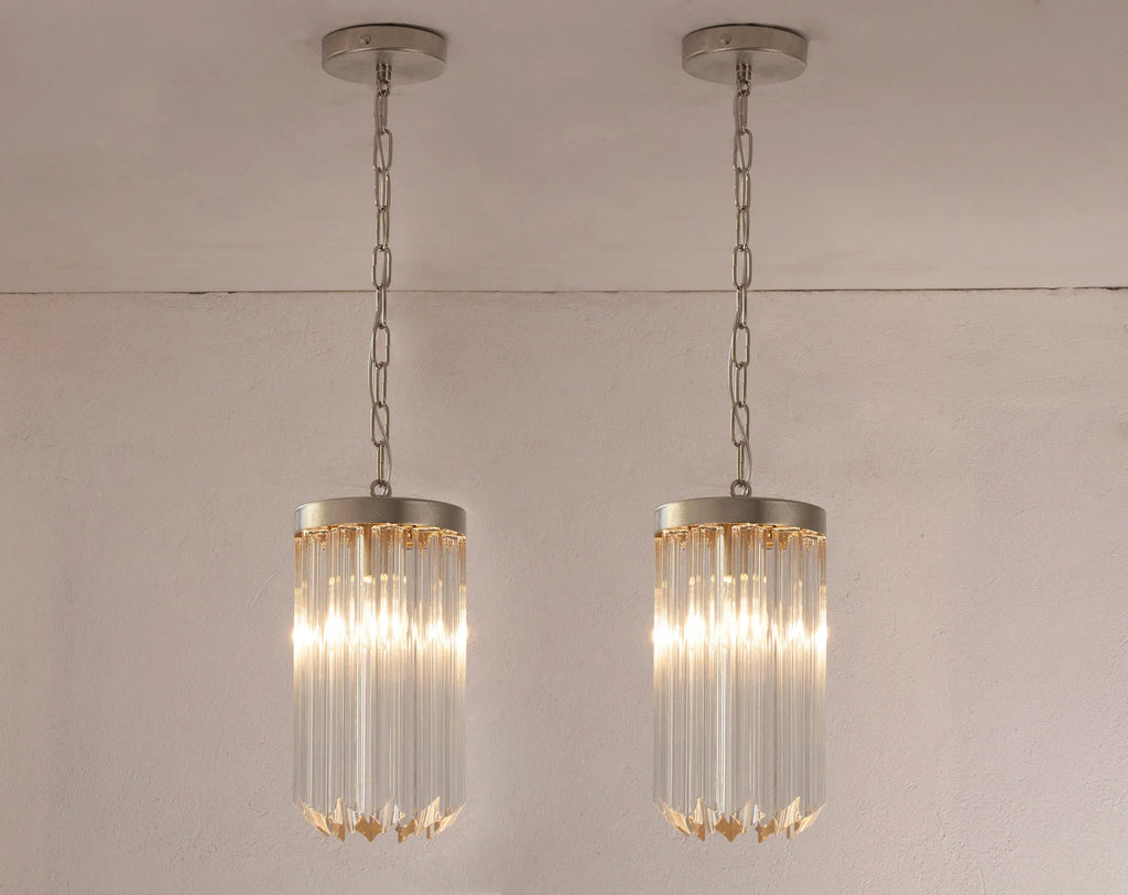 Set of 2 Suspension chandelier with Murano glass, handmade quadriedri - SoloCoseBelle