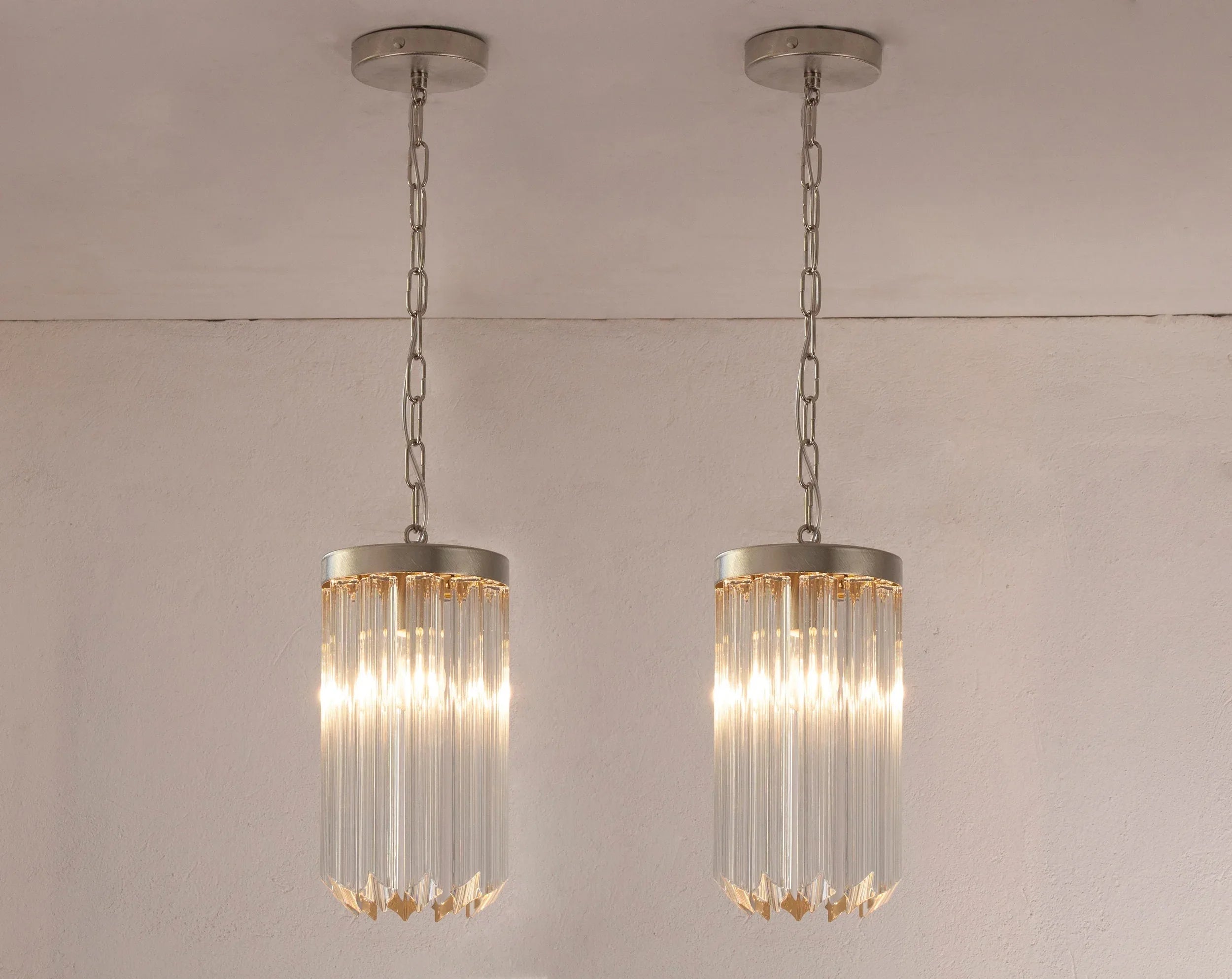 Set of 2 Suspension chandelier with Murano glass, handmade quadriedri - SoloCoseBelle