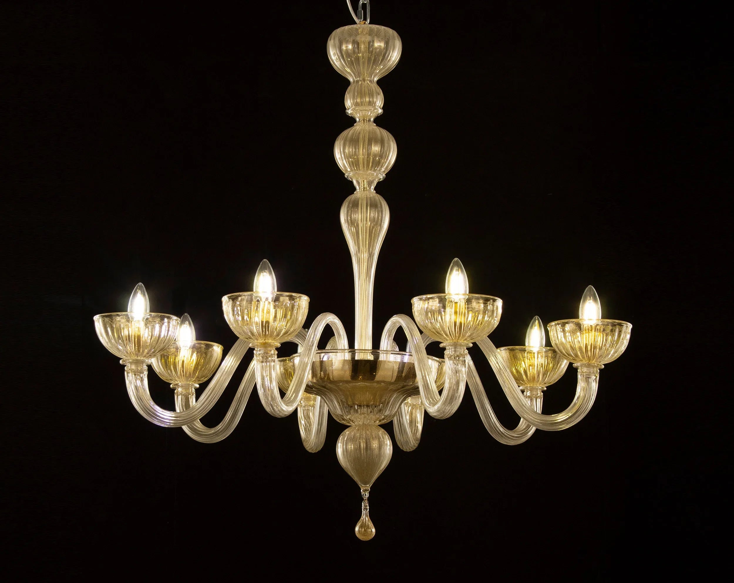 Handmade gold Murano glass chandelier, 8 lights - SoloCoseBelle