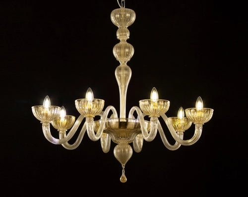 Handmade gold Murano glass chandelier, 8 lights - SoloCoseBelle