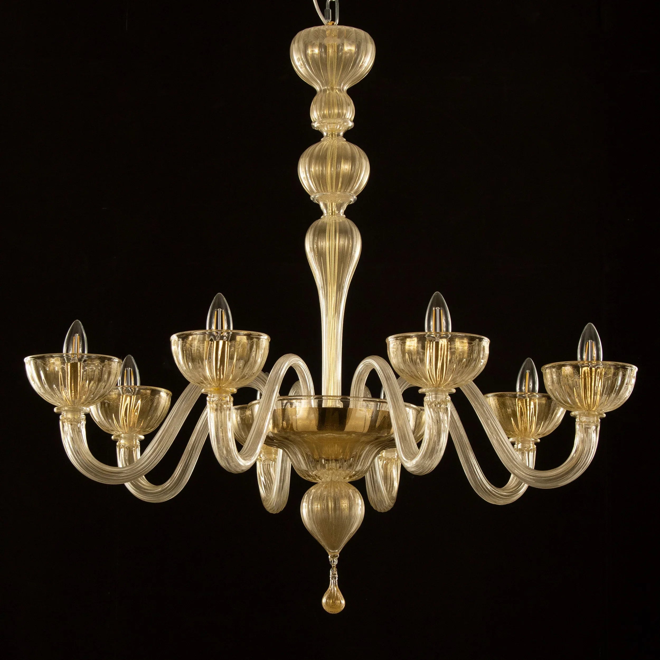 Handmade gold Murano glass chandelier, 8 lights - SoloCoseBelle
