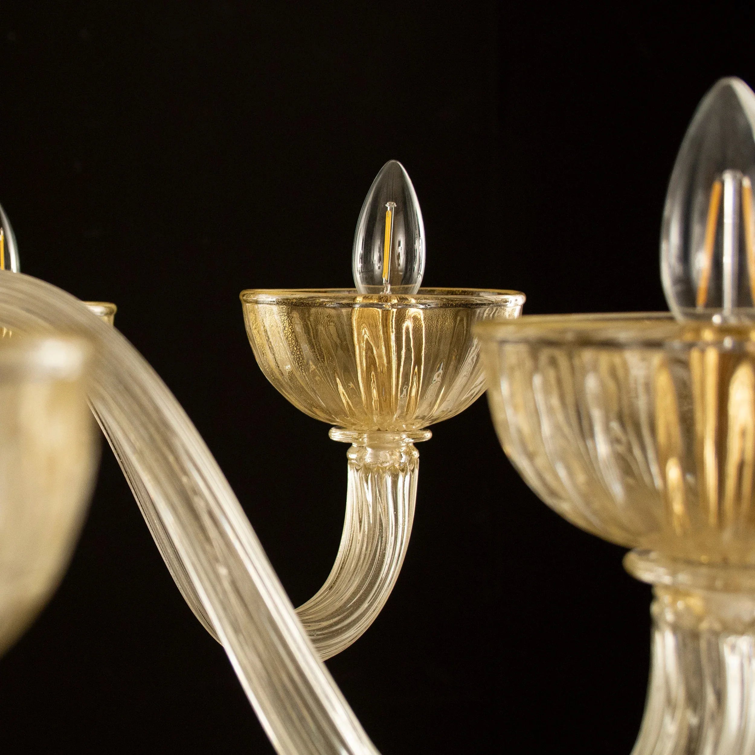 Handmade gold Murano glass chandelier, 8 lights - SoloCoseBelle