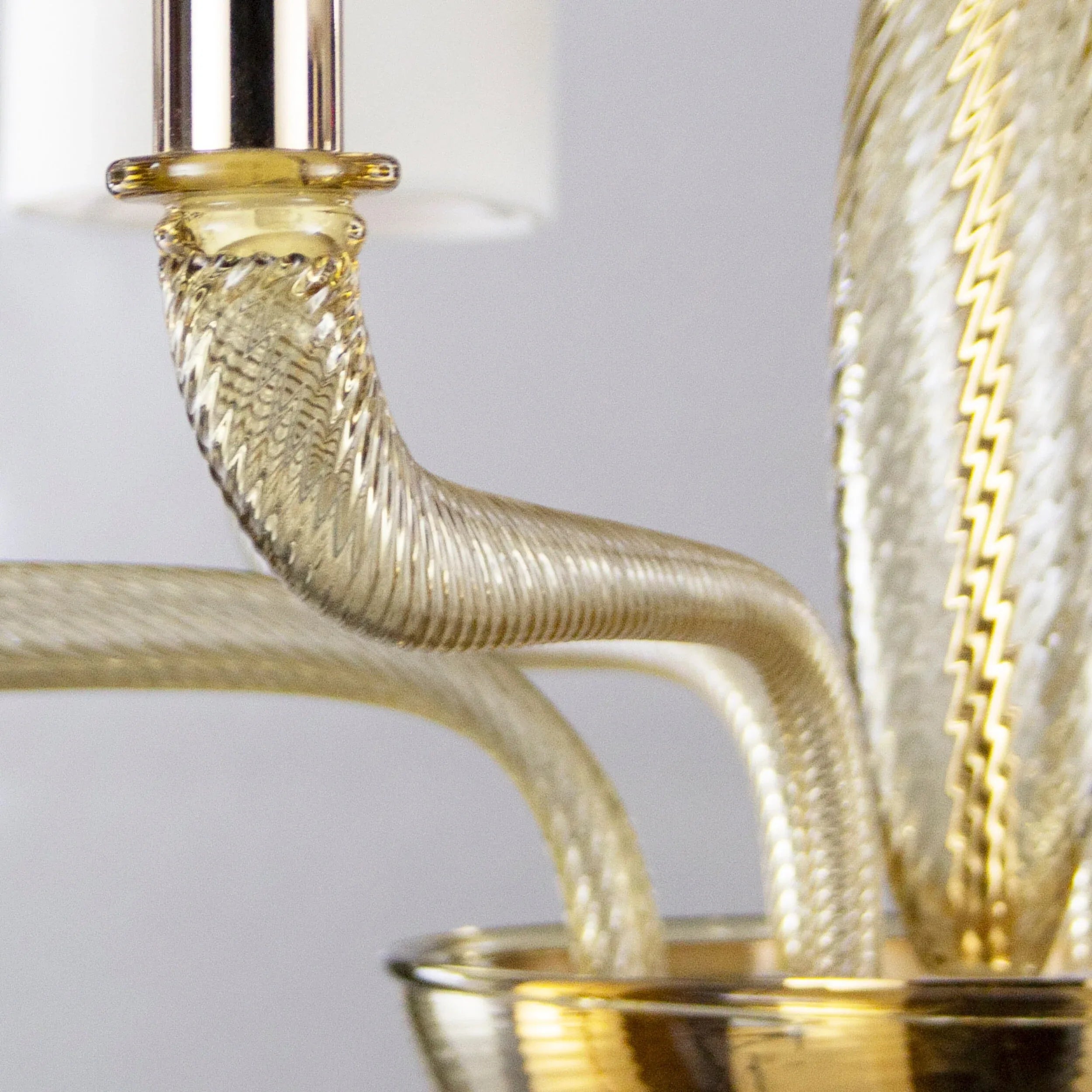 Large handcrafted Murano glass chandelier with italian lampshades - SoloCoseBelle