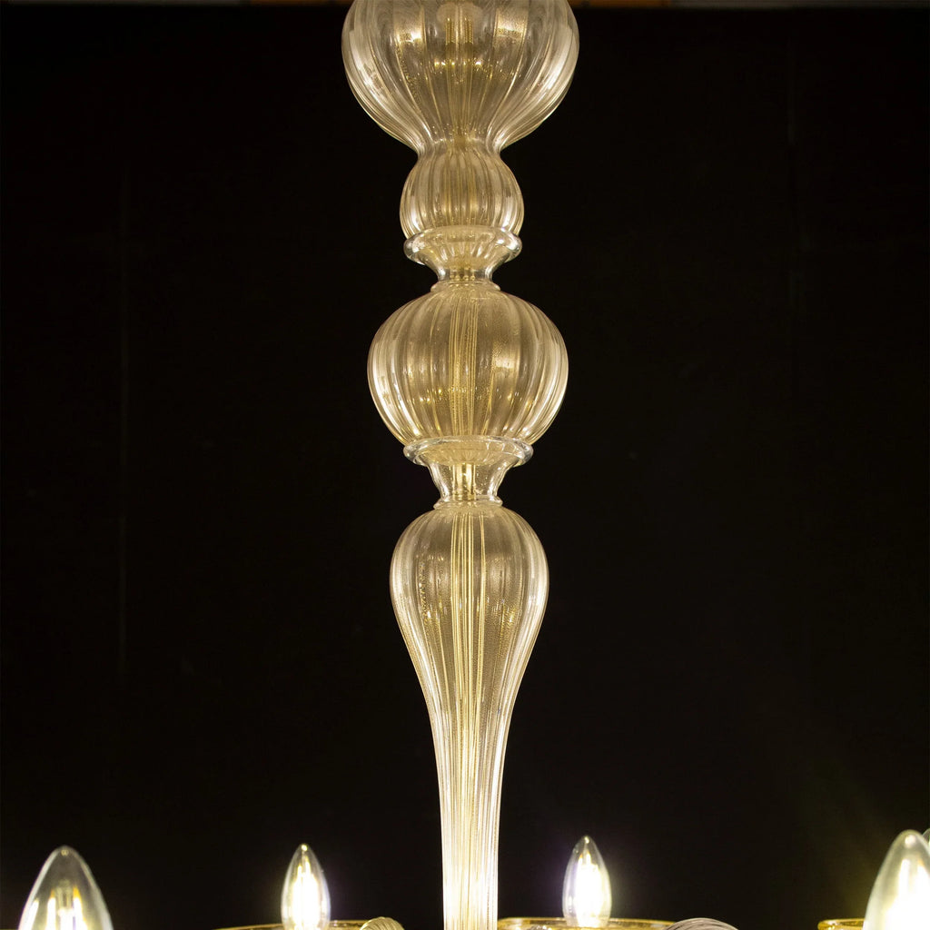 Handmade gold Murano glass chandelier, 8 lights - SoloCoseBelle