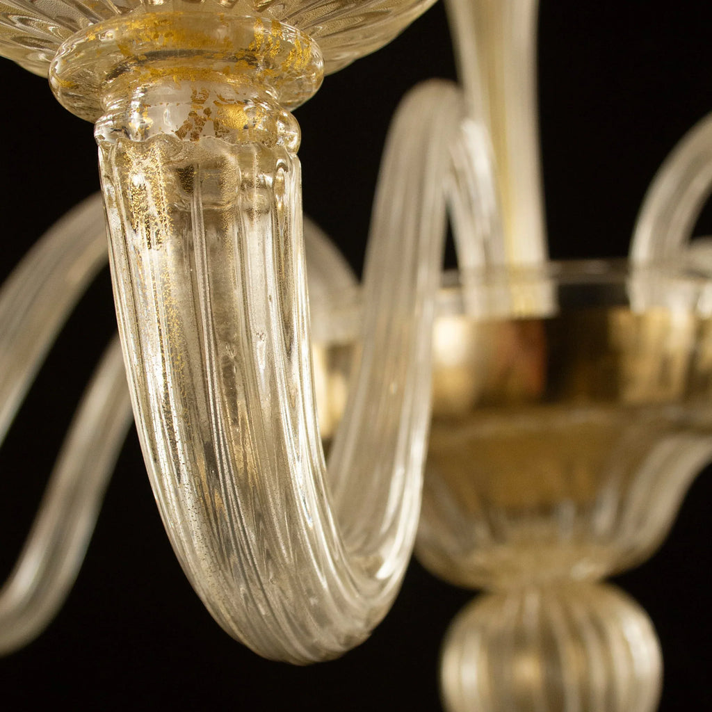 Handmade gold Murano glass chandelier, 8 lights - SoloCoseBelle