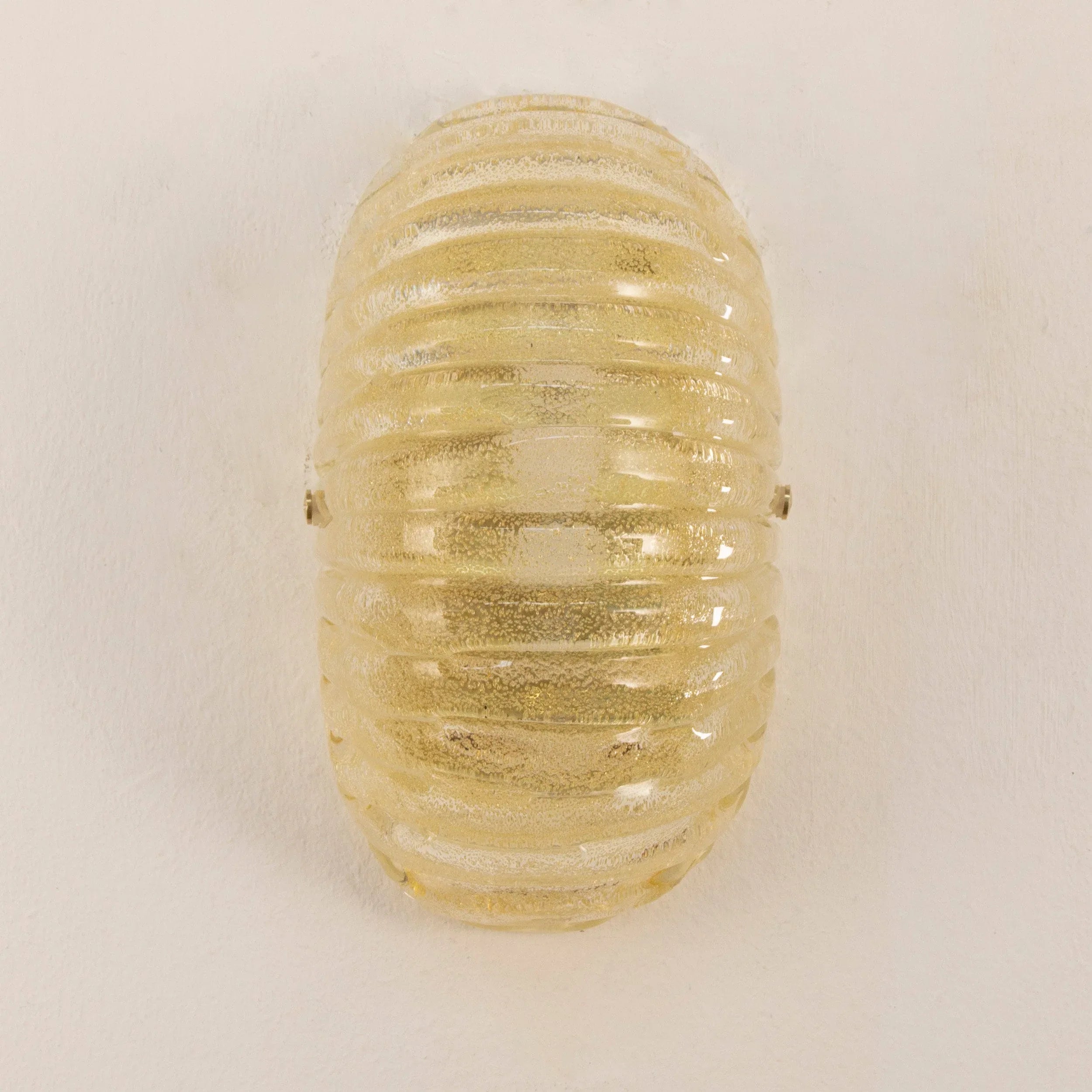 Set of 2 Amber Murano Glass Shell Sconce Set, Brass Frame - SoloCoseBelle