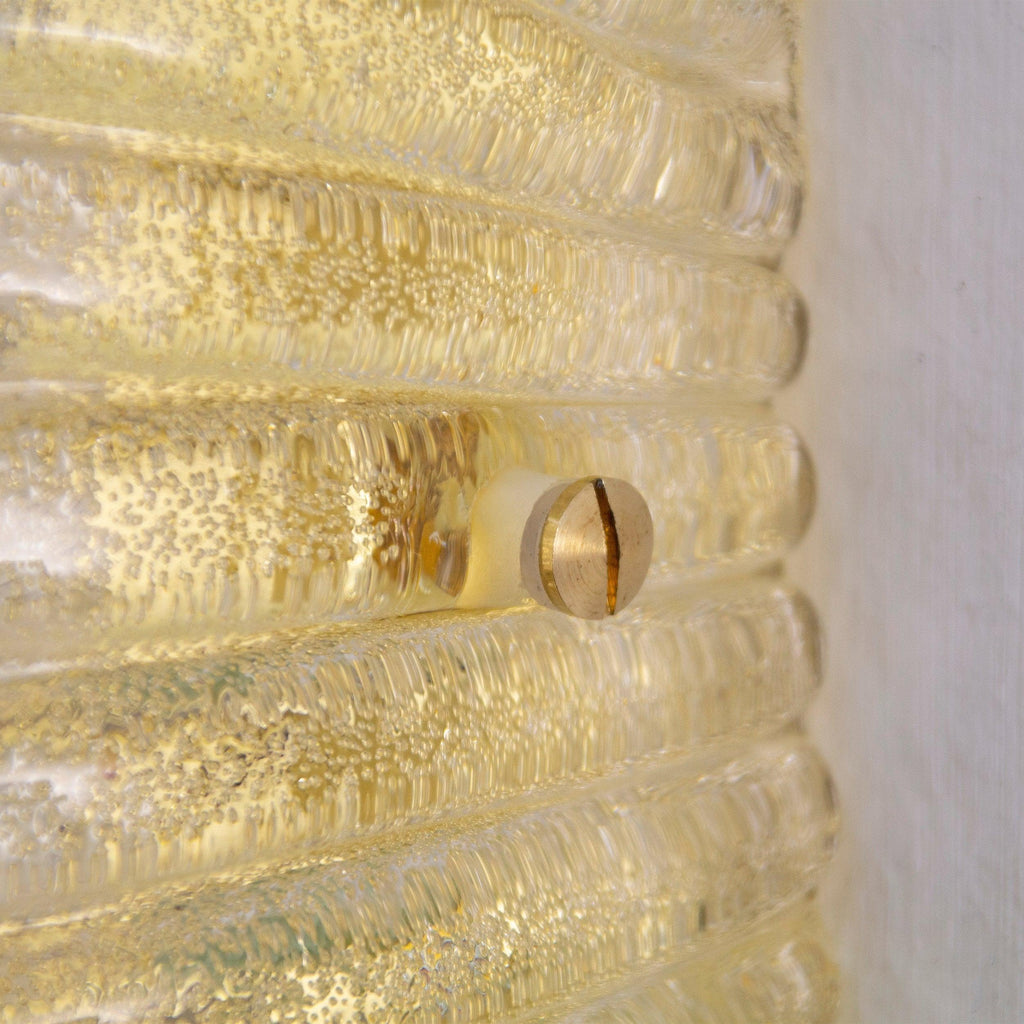 Set of 2 Amber Murano Glass Shell Sconce Set, Brass Frame - SoloCoseBelle