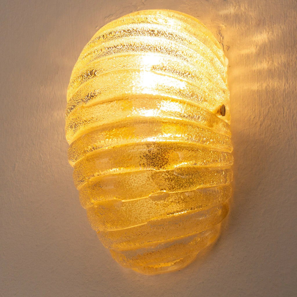 Set of 2 Amber Murano Glass Shell Sconce Set, Brass Frame - SoloCoseBelle