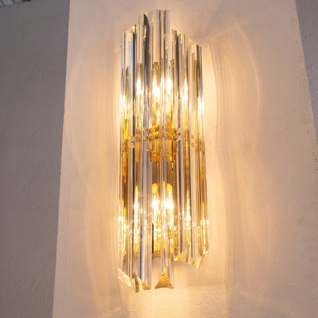 Wall sconce with triedri Murano glass Clear color Made in Italy - SoloCoseBelle
